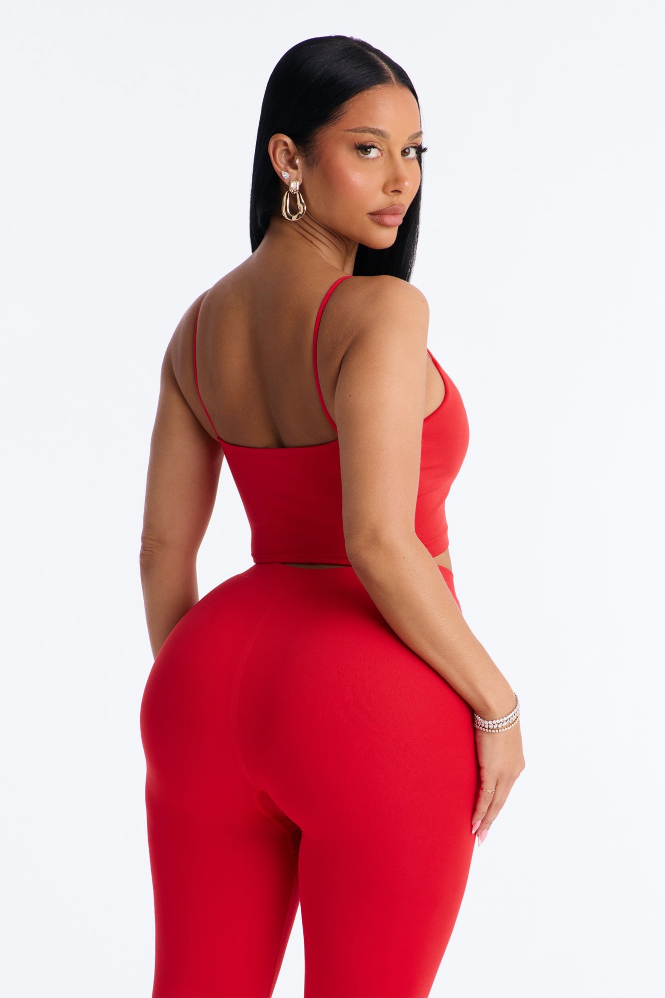 Seamless Smooth Base Layer Double Lined Cami Crop Top - DarkRed image 8