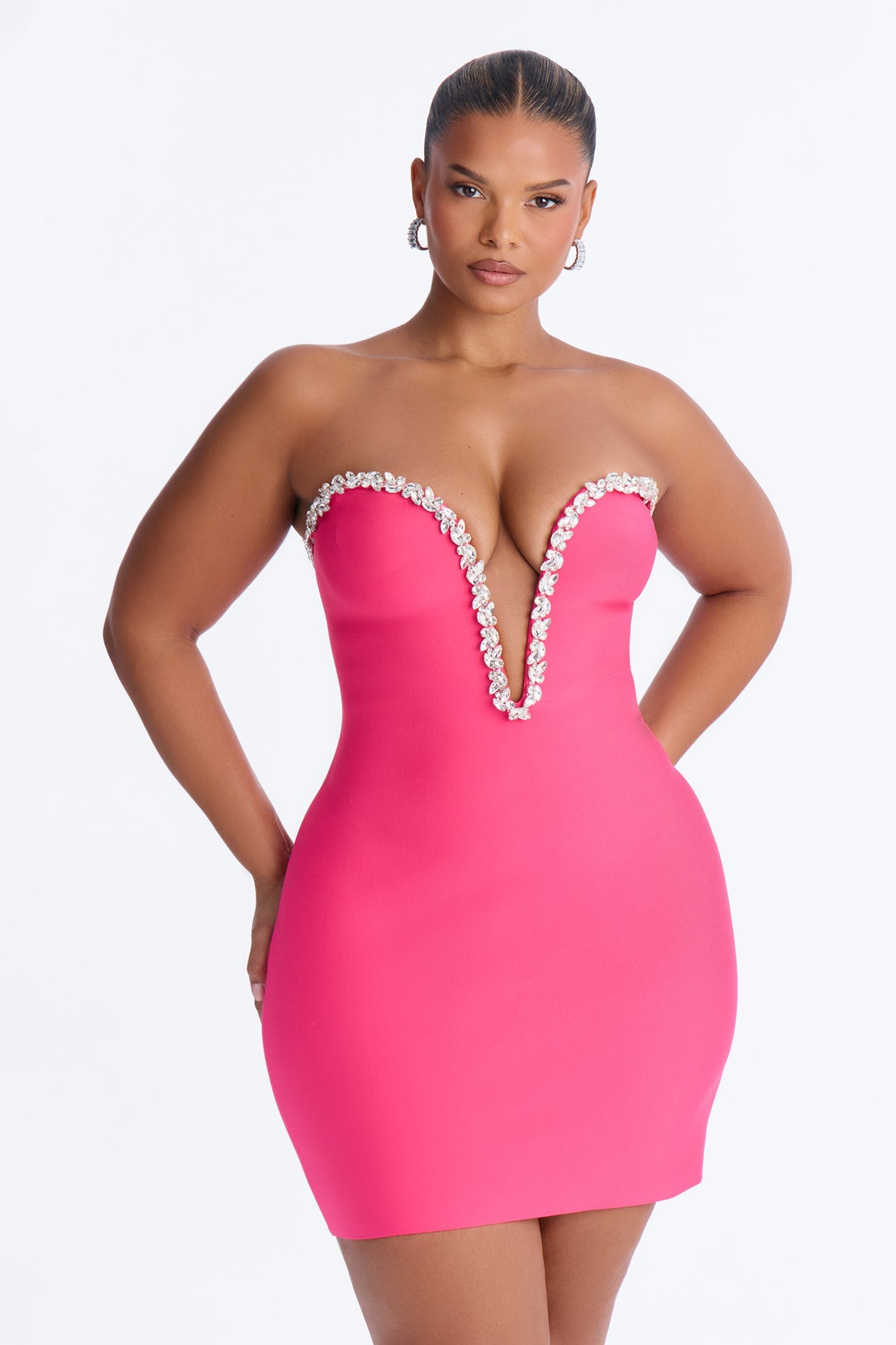 Sweetest Heart Embellished Mini Dress - Hot Pink image 1