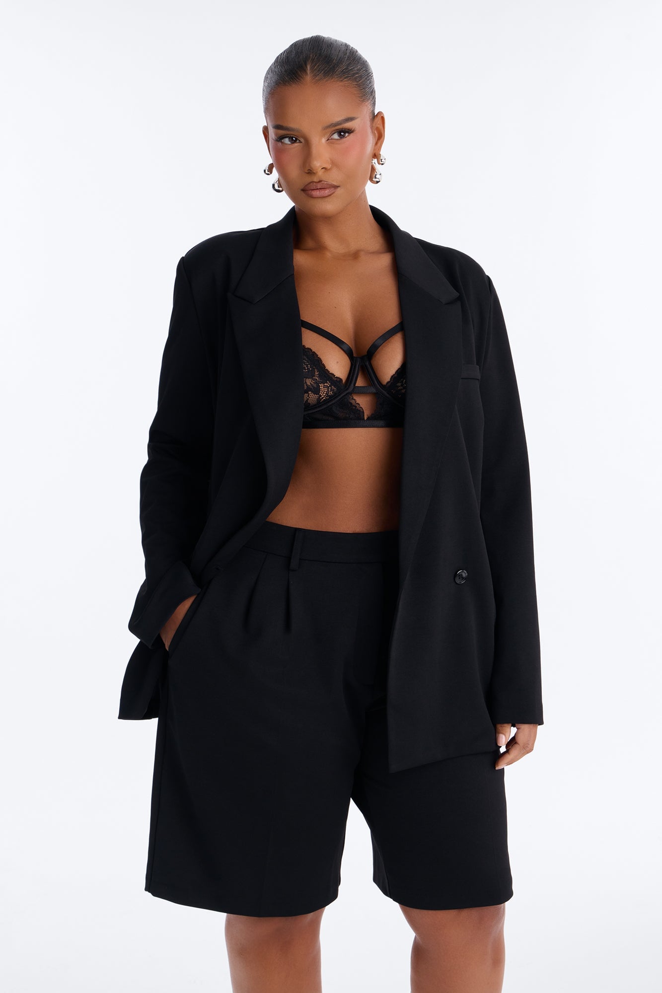 On The Go Chic Trouser Short Set - Black image 2