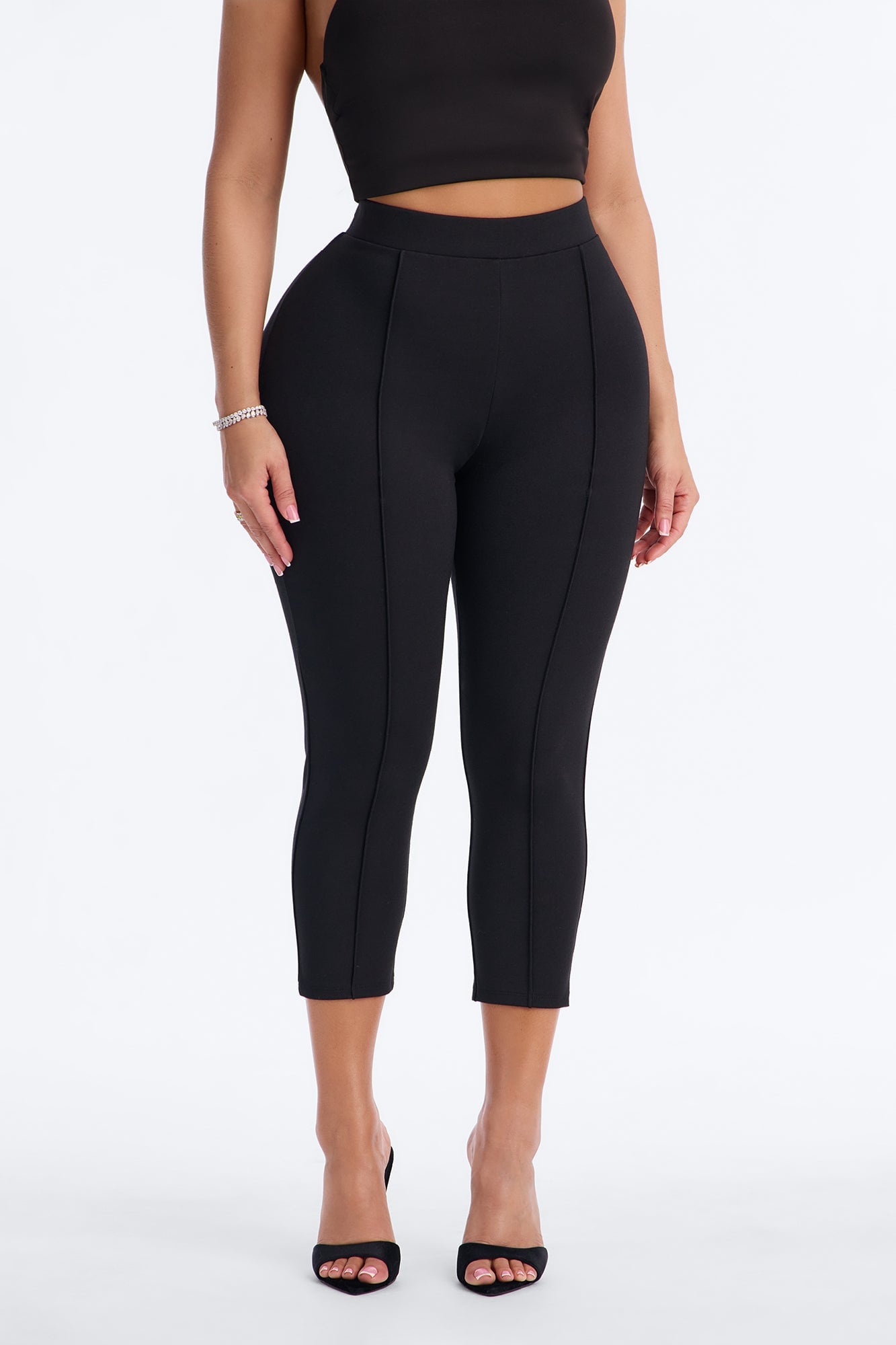 Daniella Pintuck Ponte Capri Legging - Black image 5