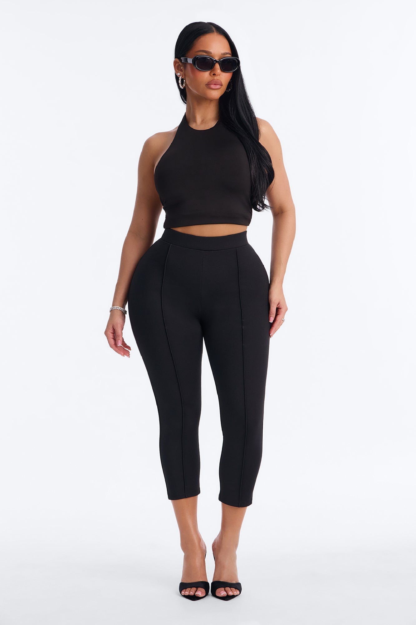 Daniella Pintuck Ponte Capri Legging - Black image 4