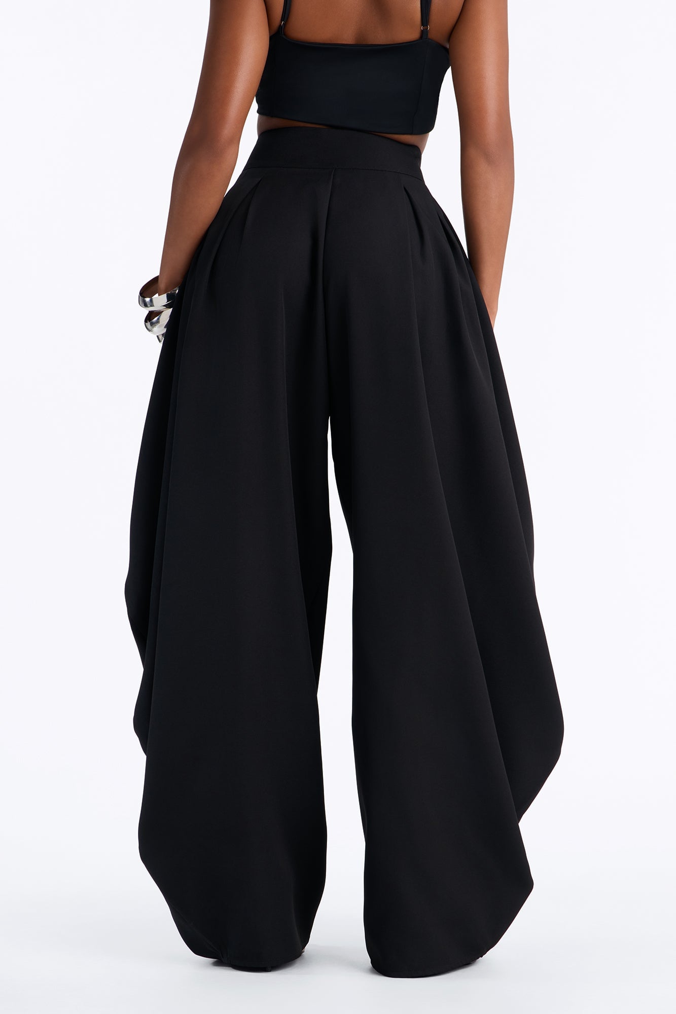 Naomi Exaggerated Barrel Leg Trouser - Black image 8