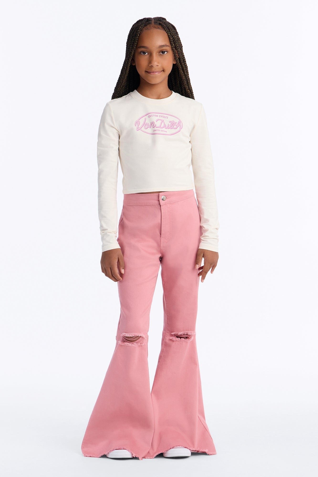 Mini Mystery Solved Extreme Bell Bottom Jeans - Blush image 1
