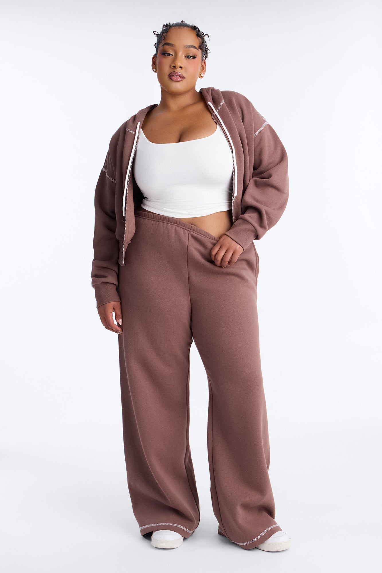 Sadie Fleece Pant Set - Mocha image 1