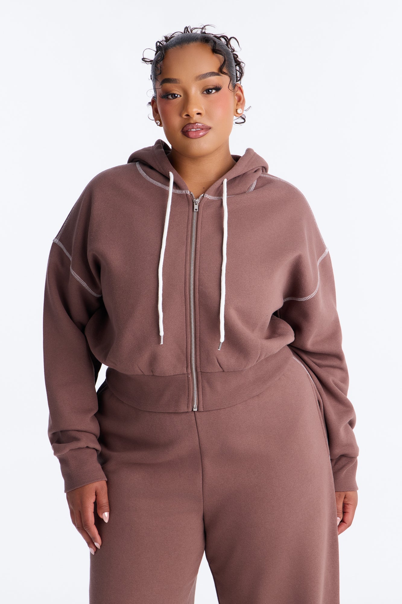 Sadie Fleece Pant Set - Mocha image 2