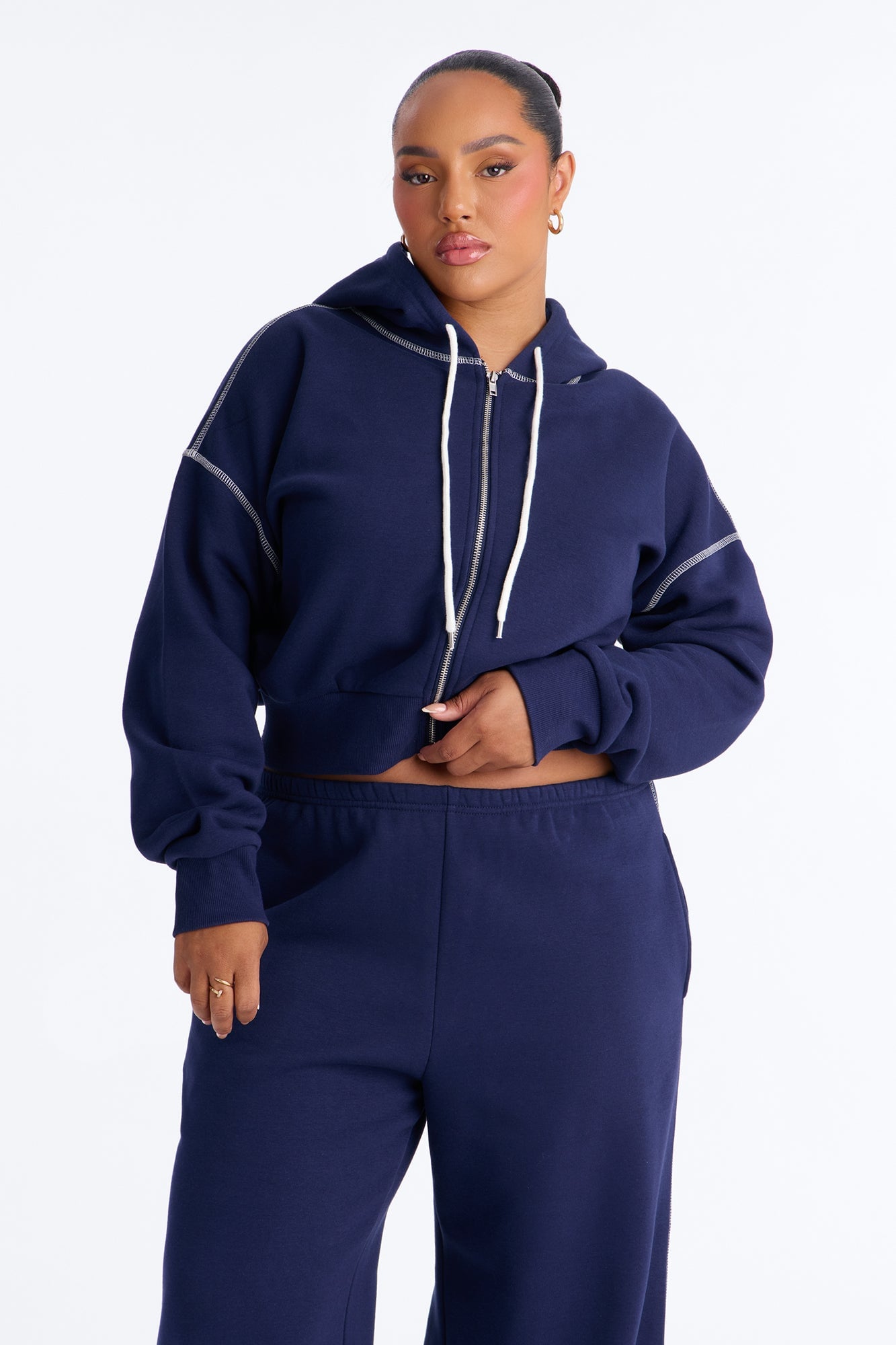 Sadie Fleece Pant Set - Navy image 2