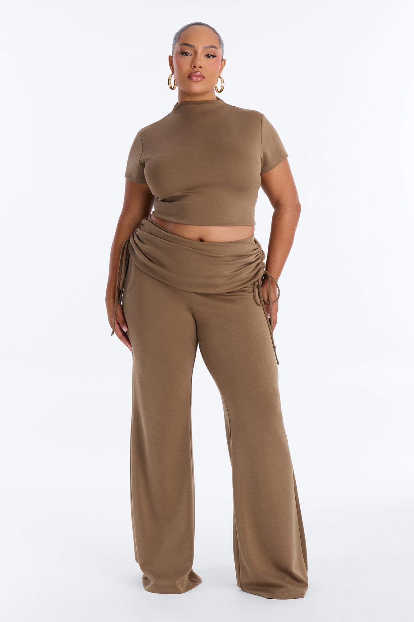 Mindy Mock Neck Pant Set - Khaki image 1