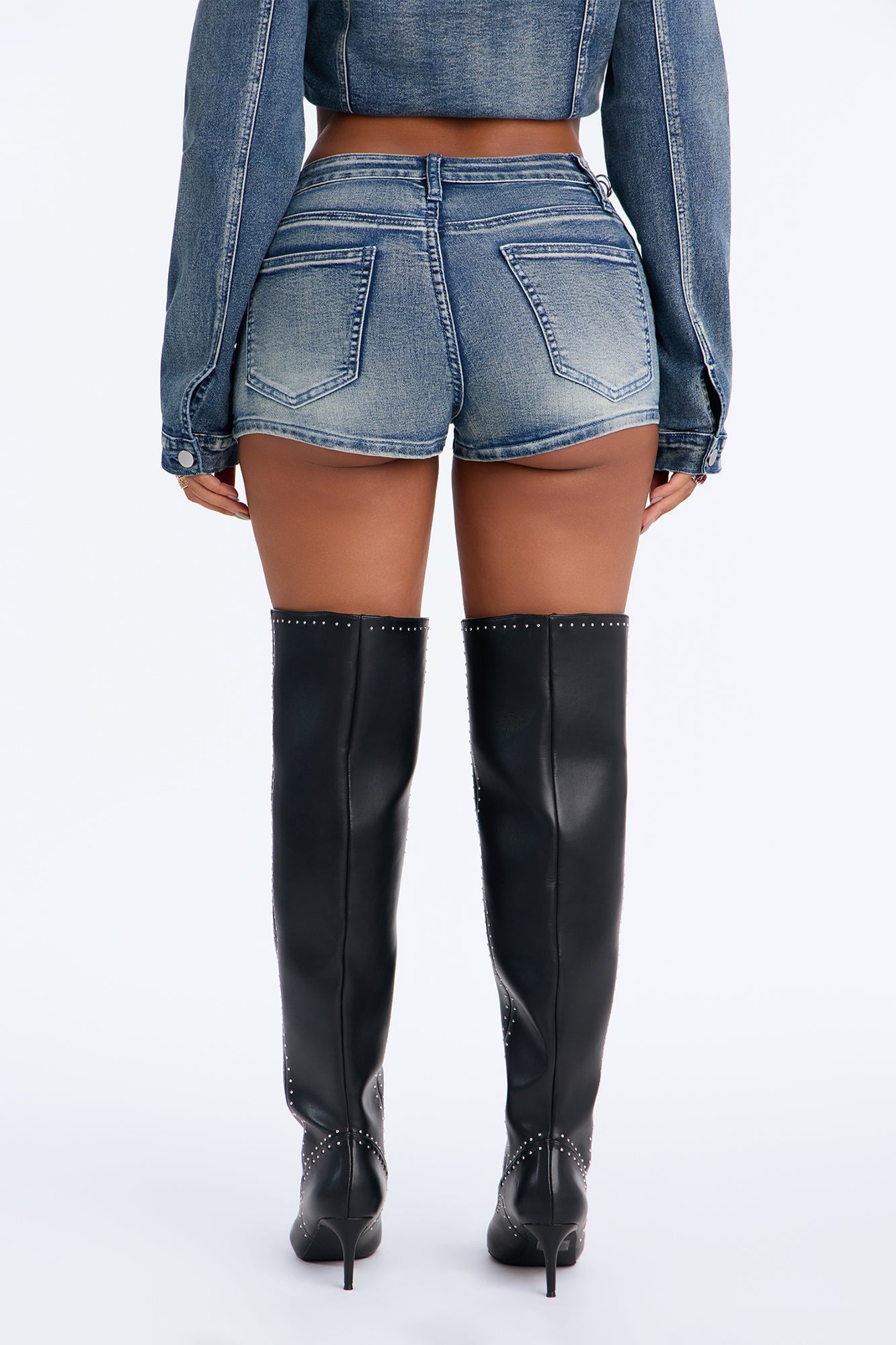 Pierce Of Mind Stud Embellished Denim Shorts - Vintage Wash image 9
