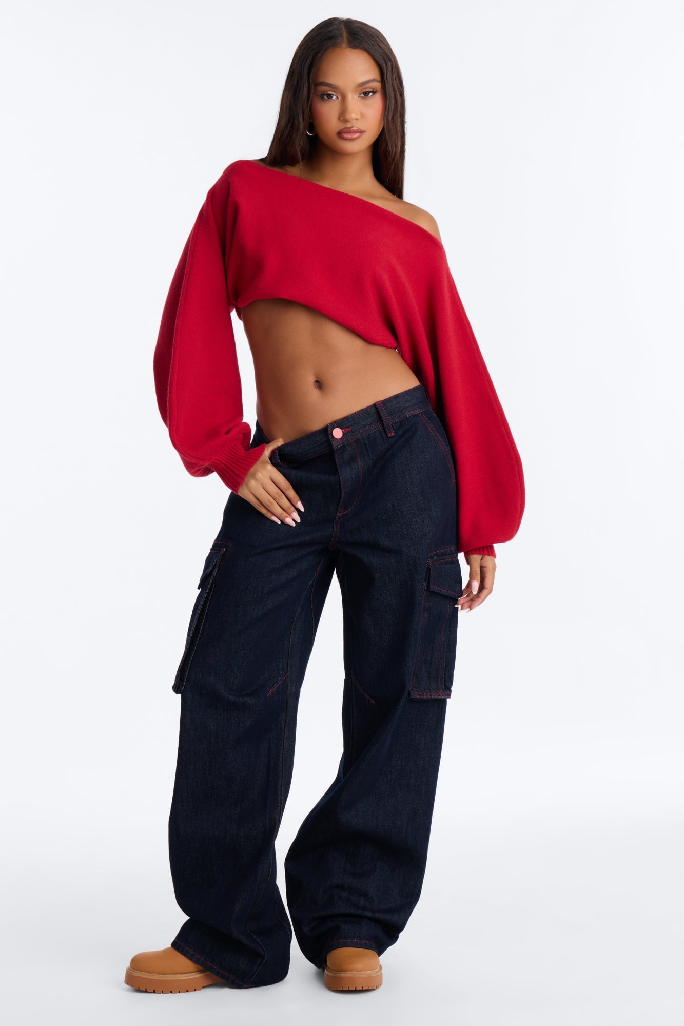 Code Red Cargo Wide Leg Jeans - Dark Denim image 2