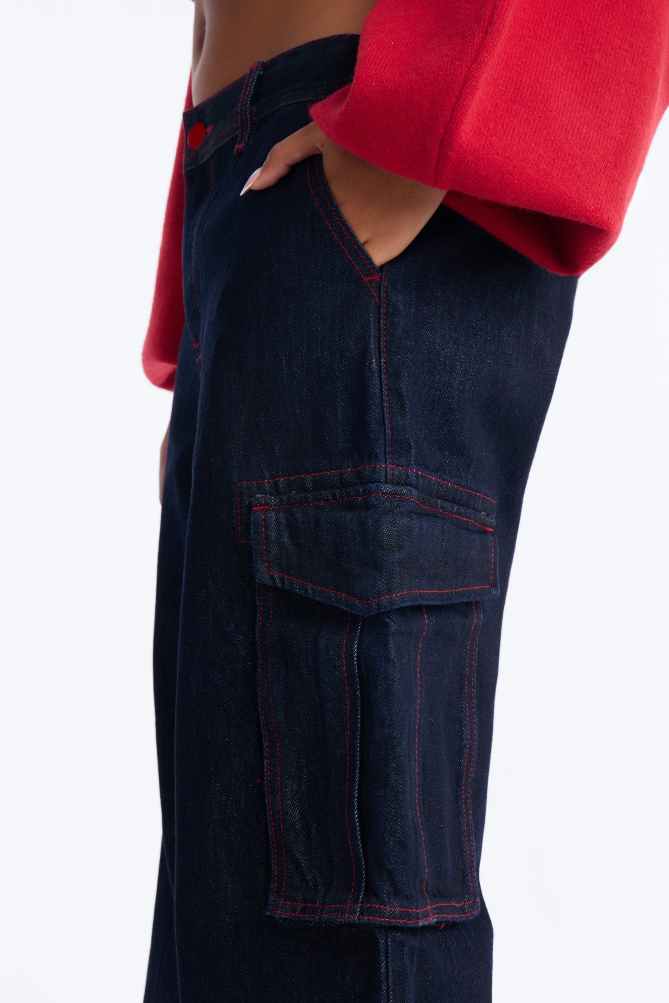 Code Red Cargo Wide Leg Jeans - Dark Denim image 3