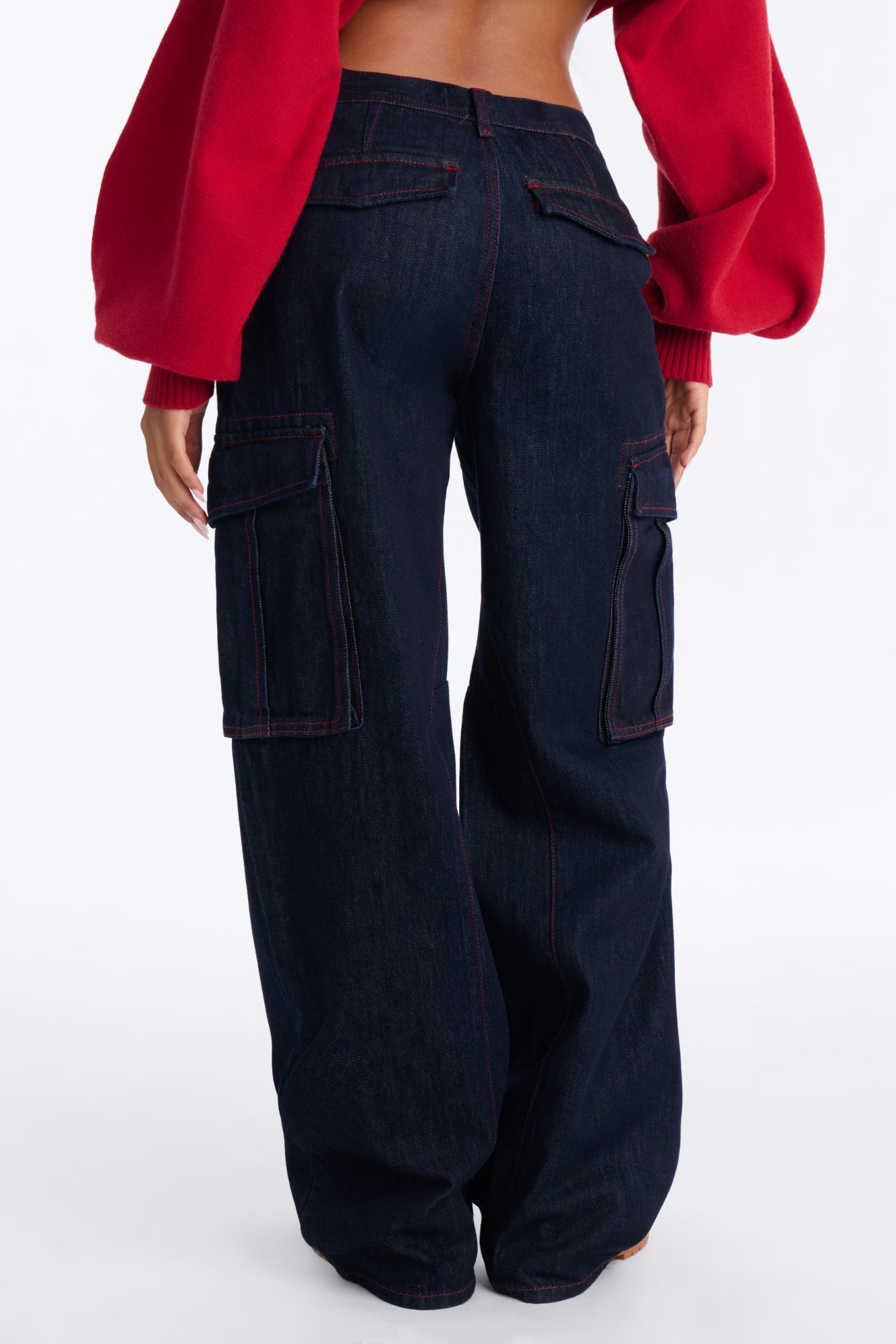 Code Red Cargo Wide Leg Jeans - Dark Denim image 4