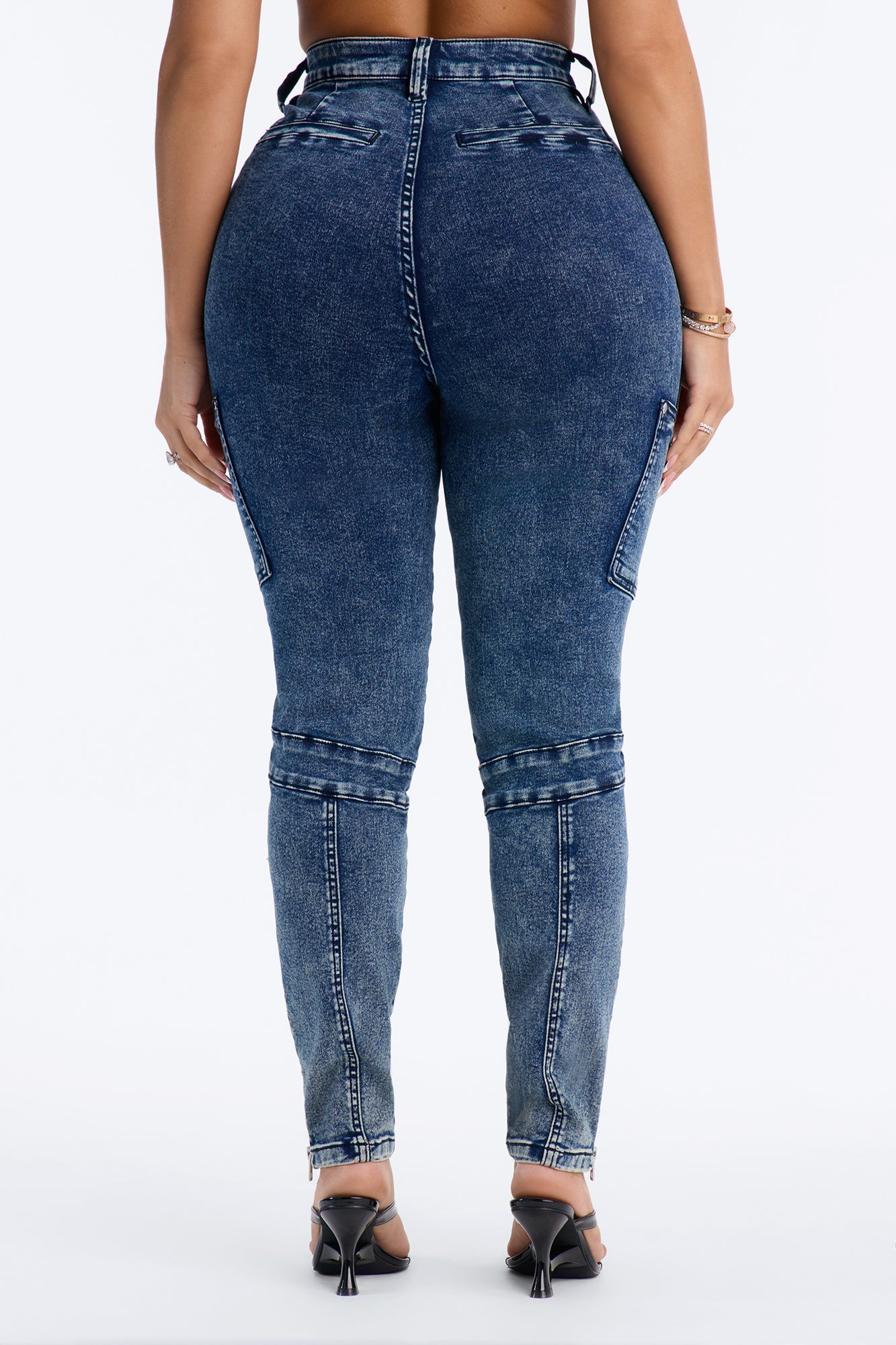 Lowkey Snatched High Rise Cargo Skinny Jeans - Vintage Wash image 8