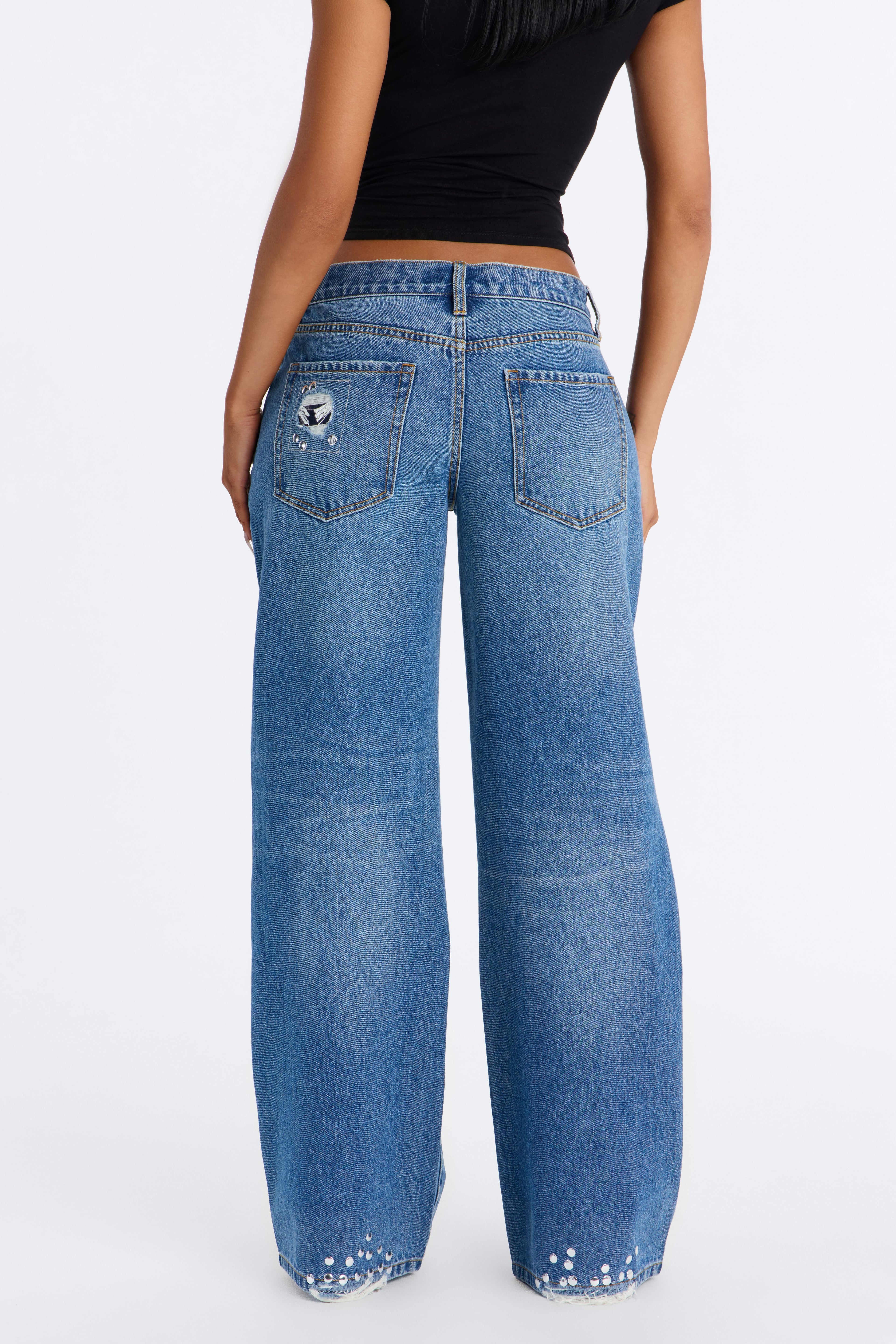 Broadway Rip & Repair Embellished Jeans - Dark Wash image 4