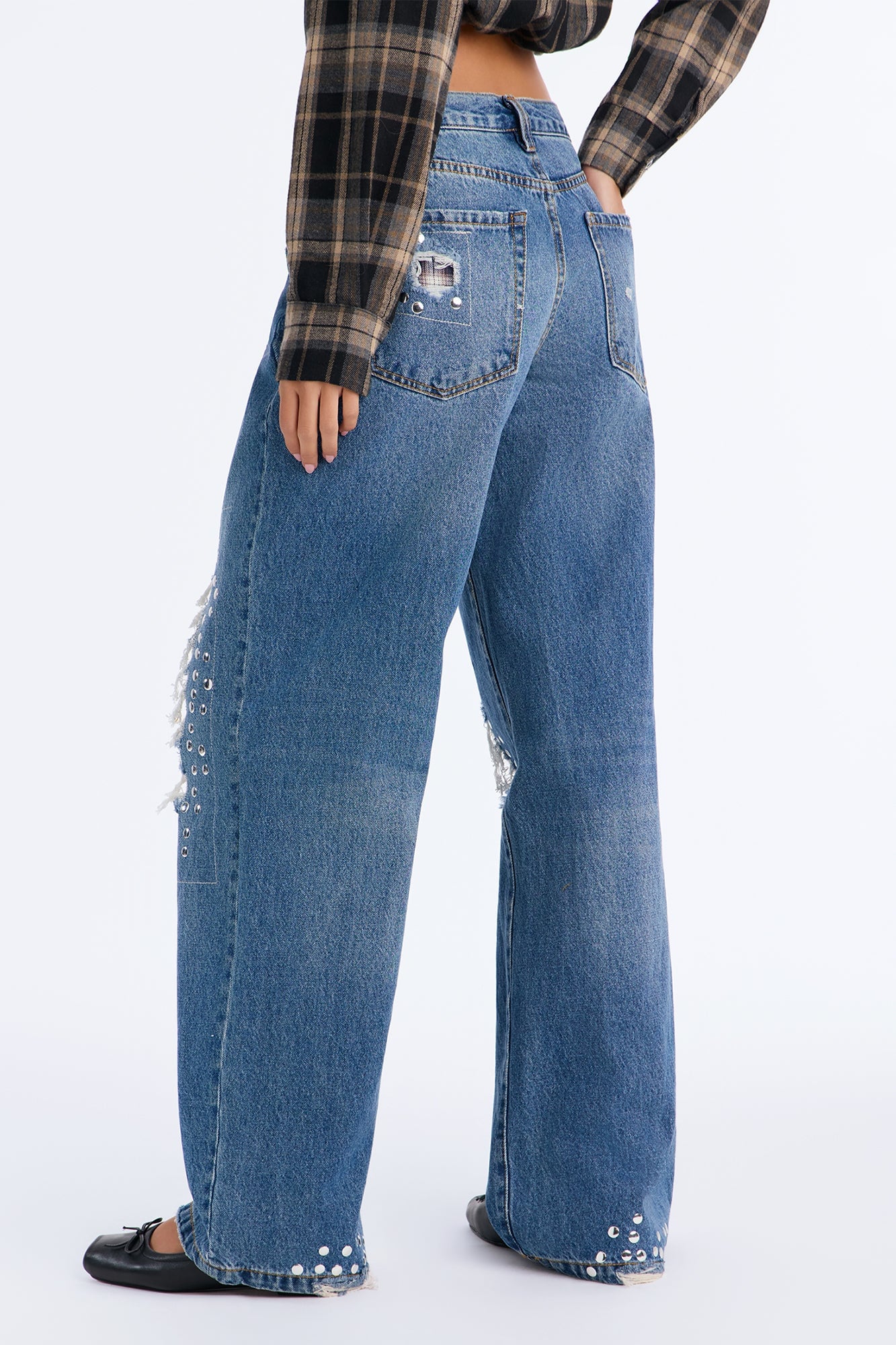Broadway Rip & Repair Embellished Jeans - Dark Wash image 8