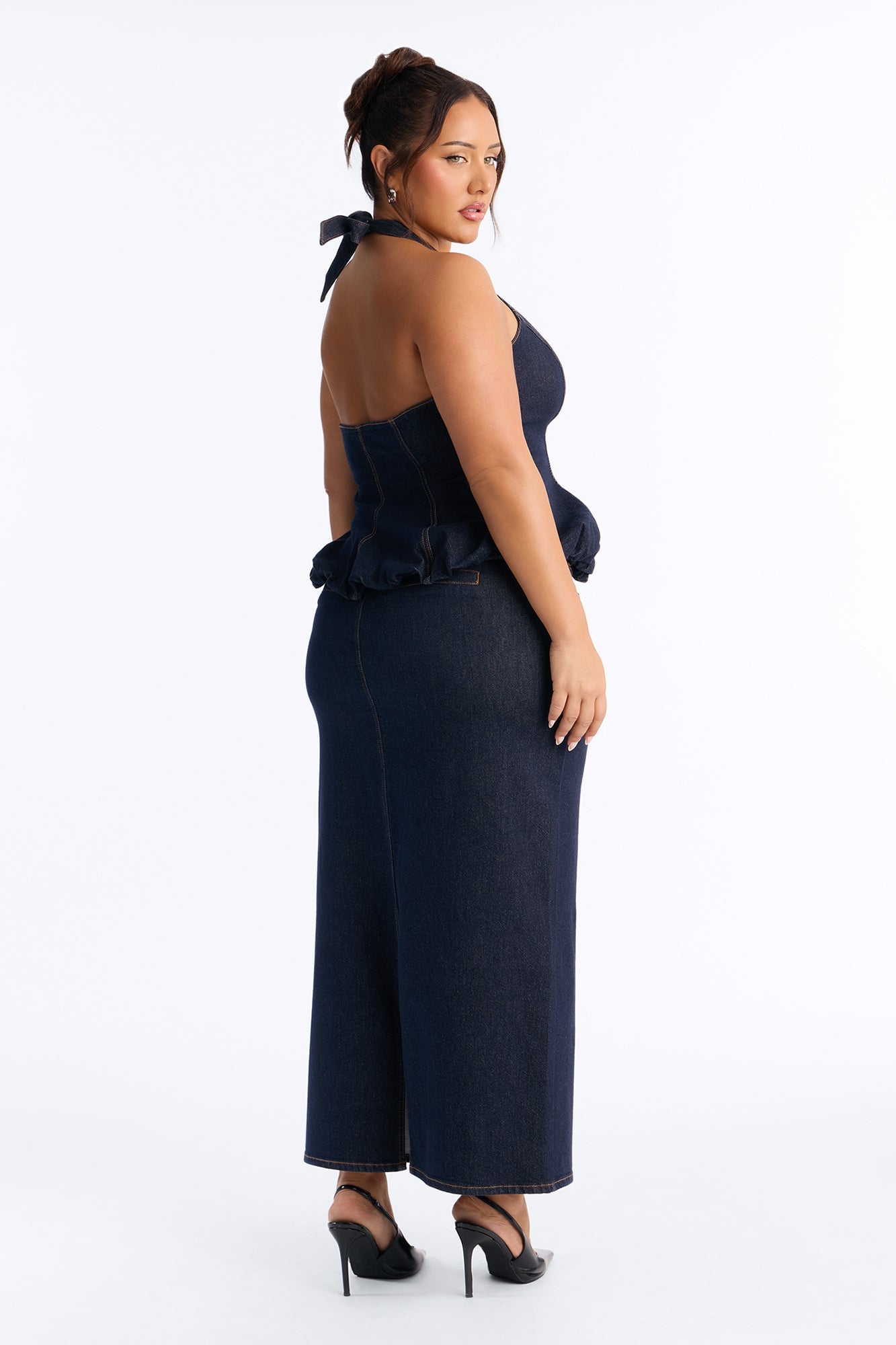 Annika Peplum Maxi Skirt Set - Dark Wash image 4