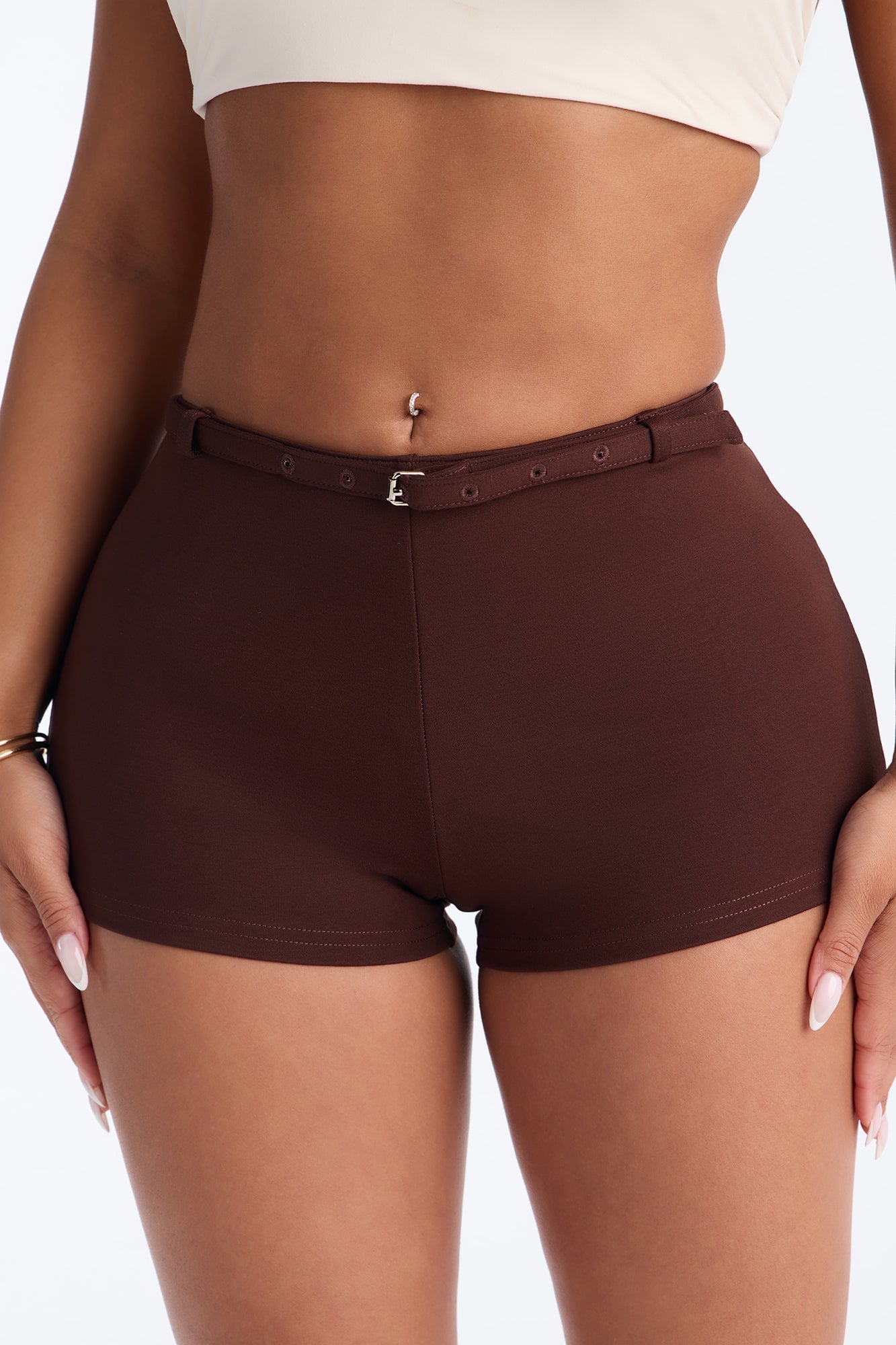 Rory Low Rise Ponte Belted Hot Short - Brown image 6