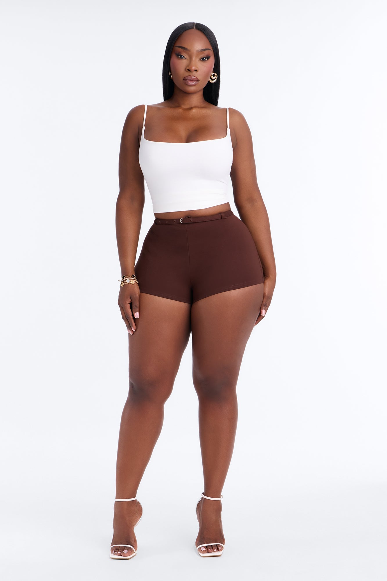 Rory Low Rise Ponte Belted Hot Short - Brown image 2