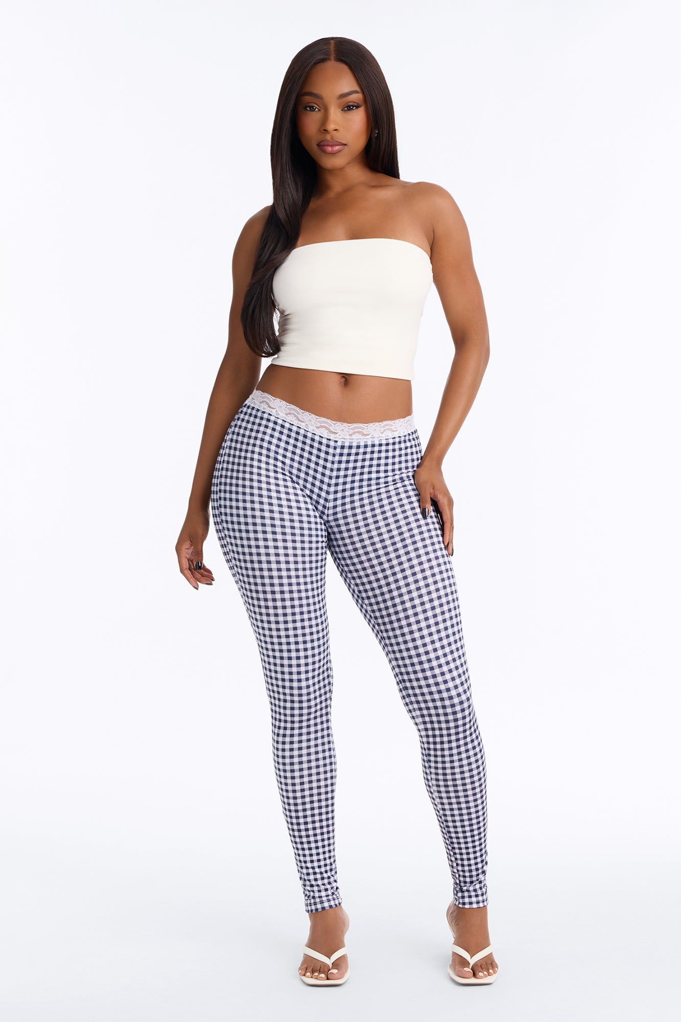 Piper Low Rise Lace Trim Printed Leggings - Navy/combo image 6