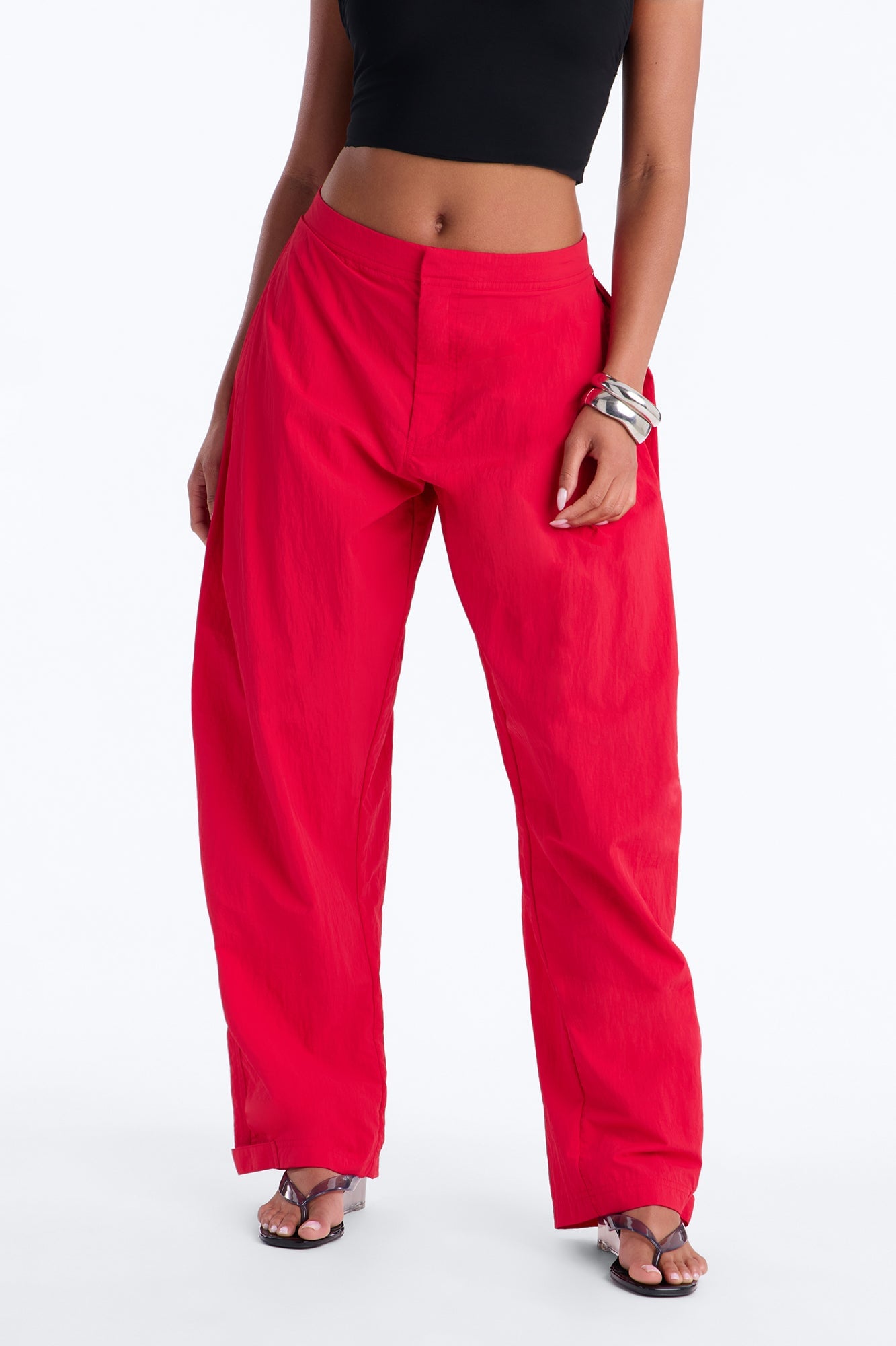 Nylon Windbreaker Pant - Red image 6