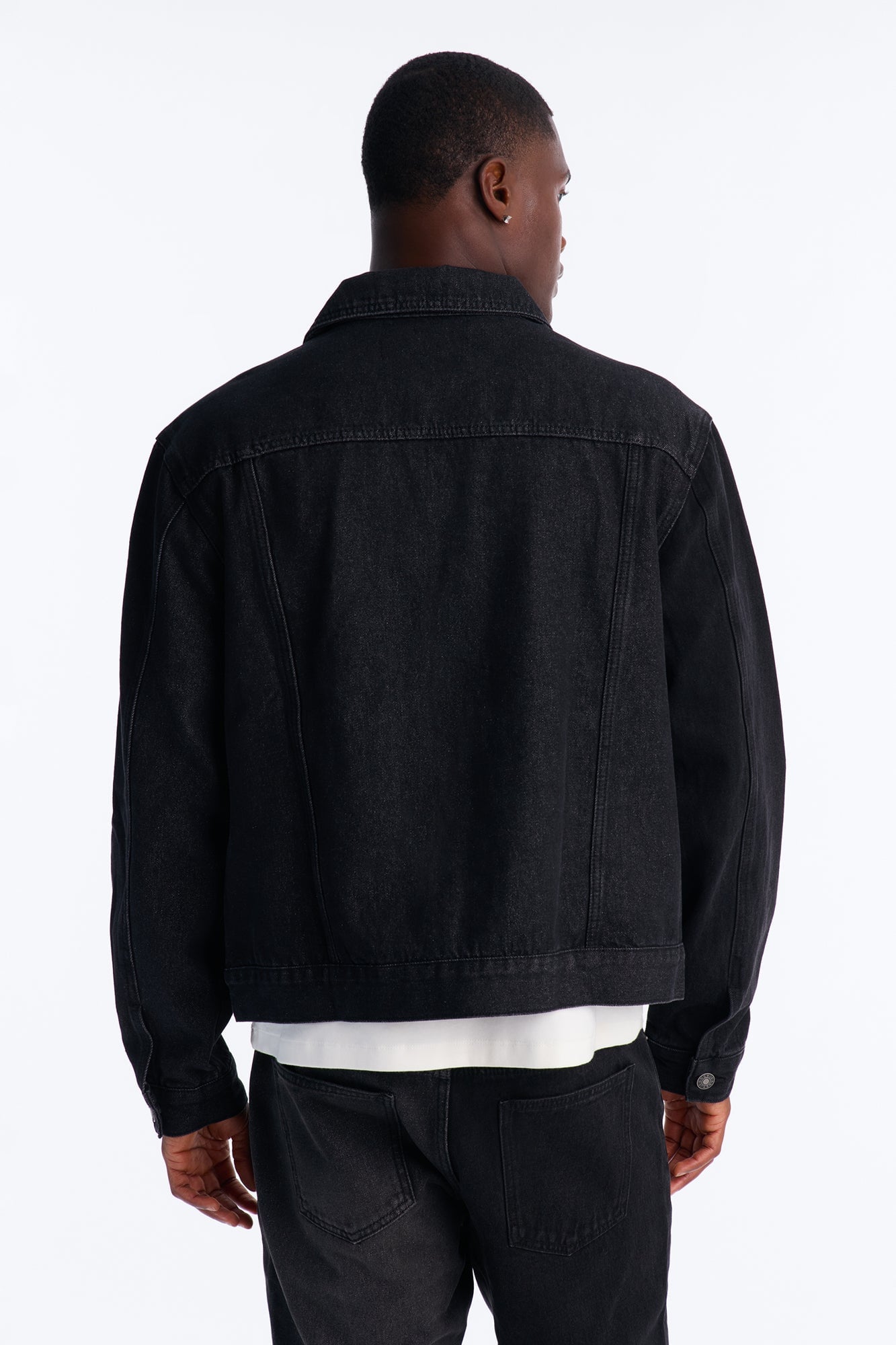 Shadow Shaded Denim Trucker Jacket - Black Wash image 8