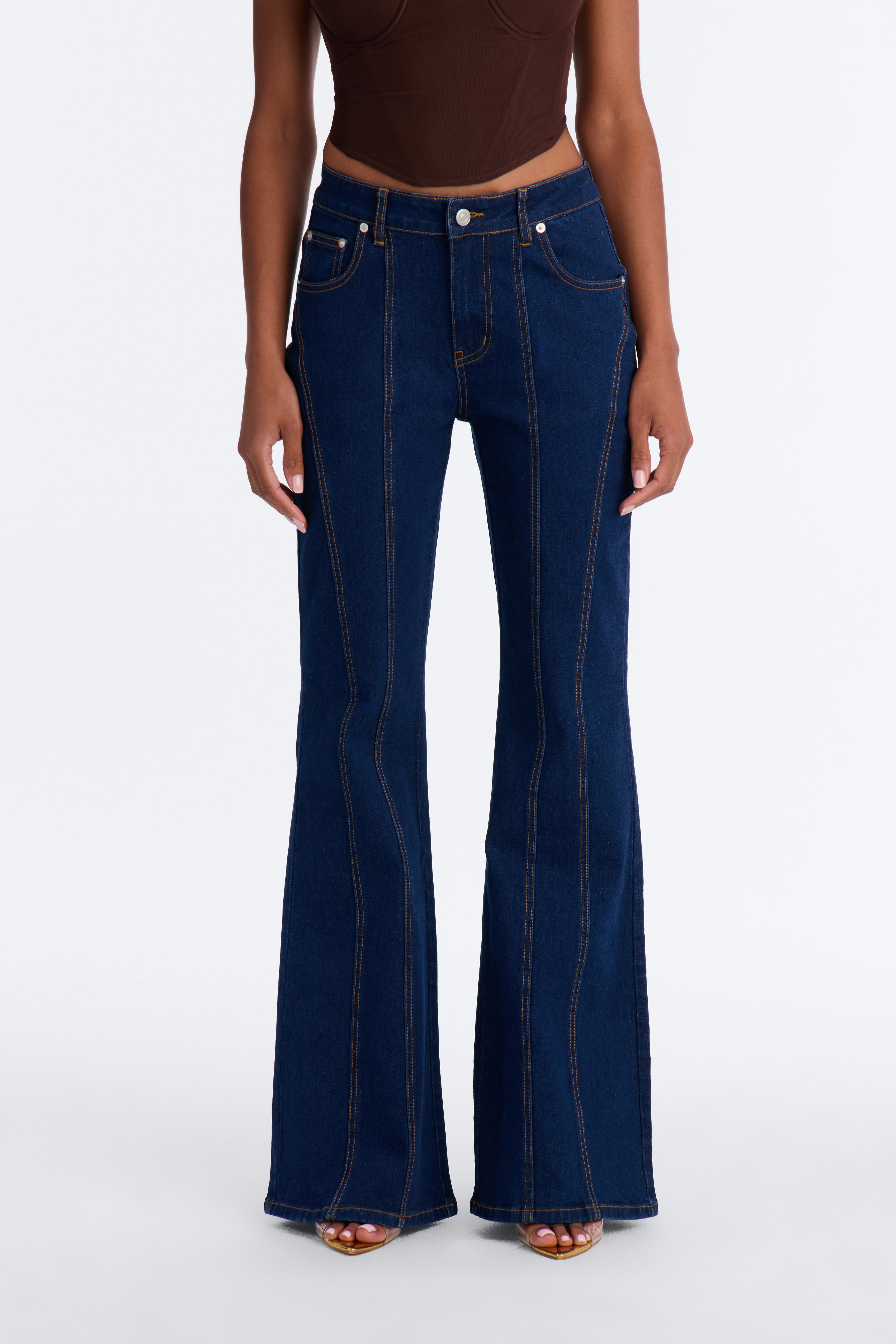 Long Way Home Stretch Flare Leg Jeans - Dark Denim image 1