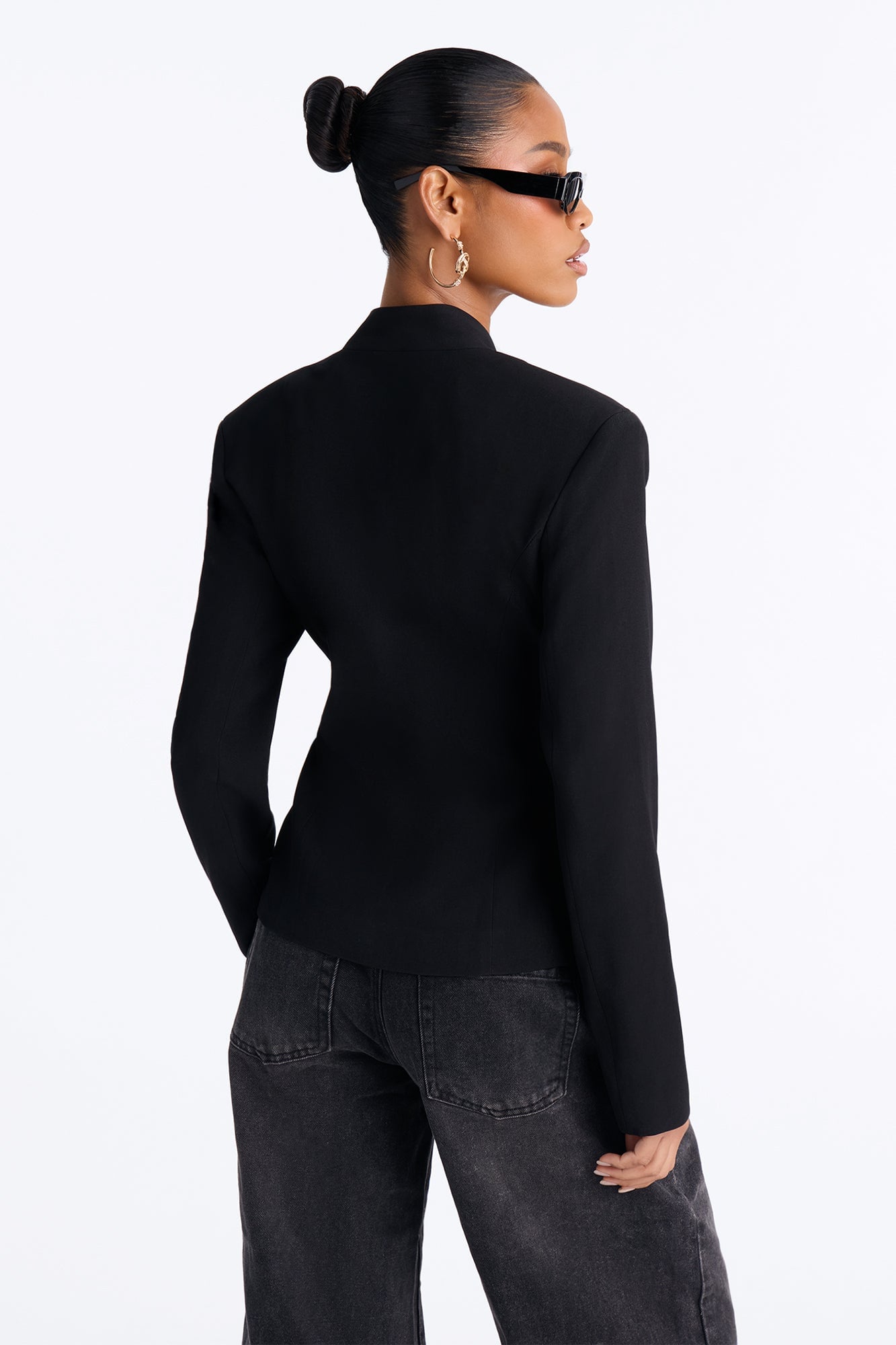 Marie Collarless Frog Closure Blazer - Black image 8