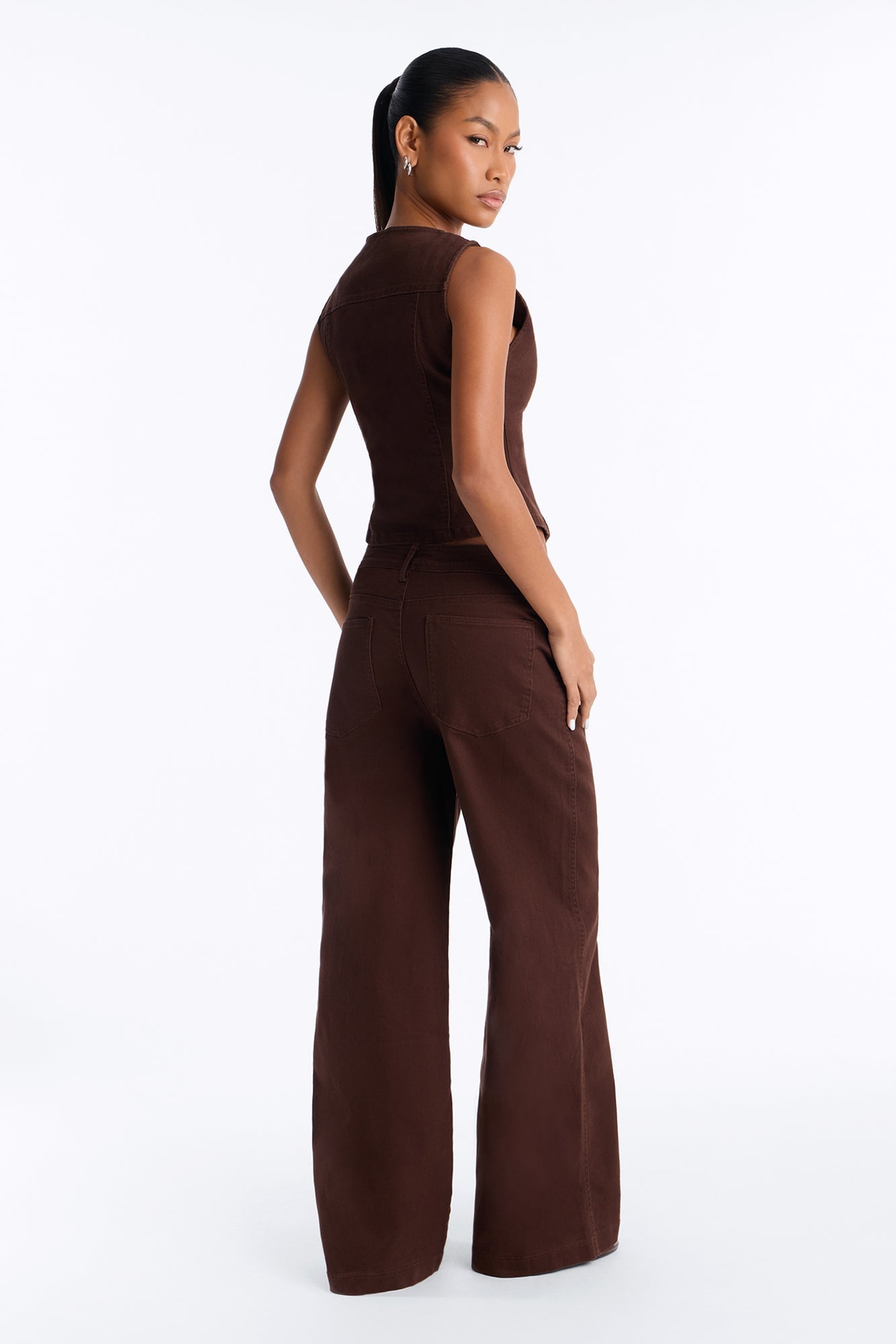 Maura Denim Pant Set - Brown image 4