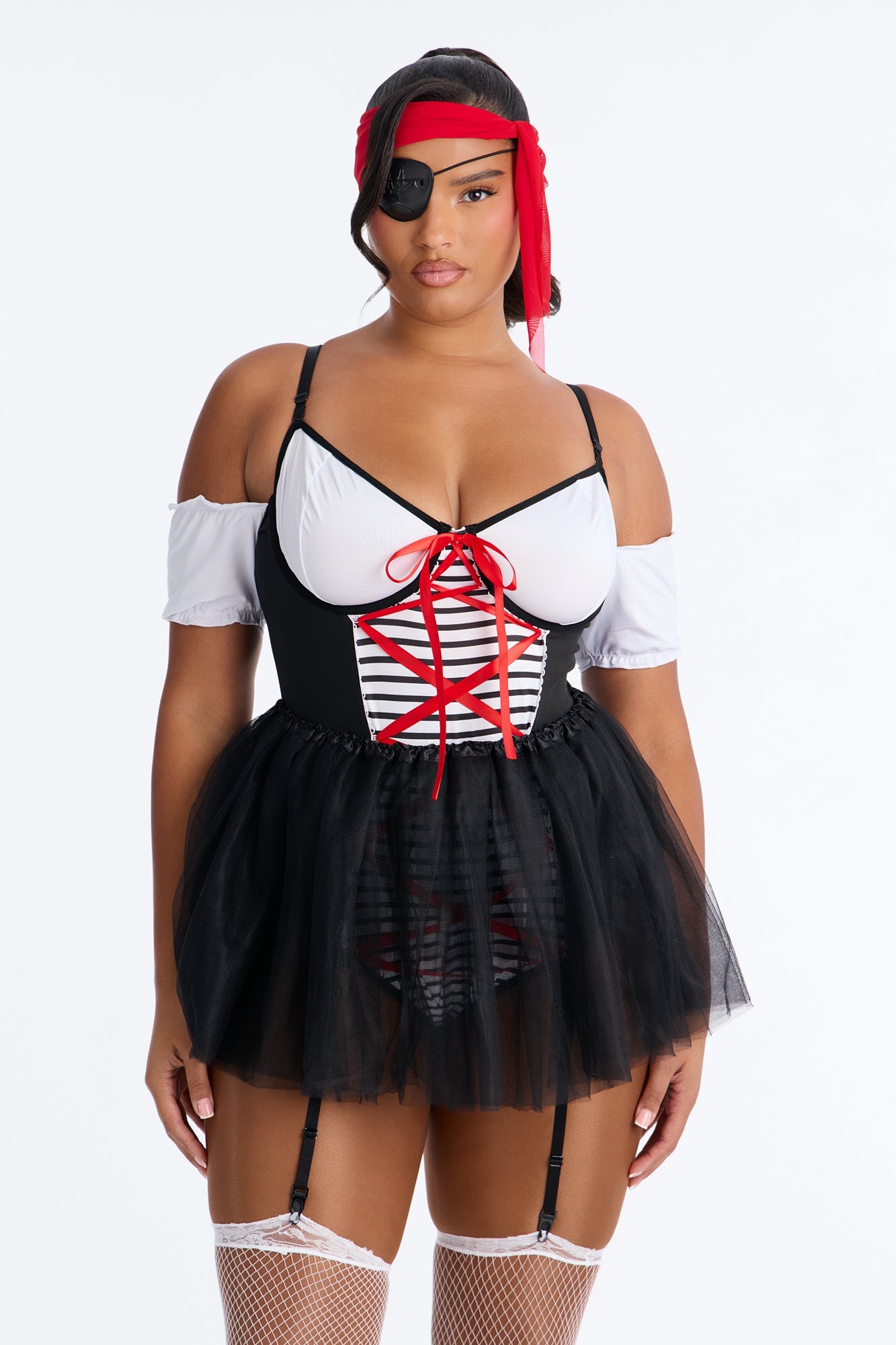 Out At Sea Pirate 4 Piece Costume Set - Black/combo image 2