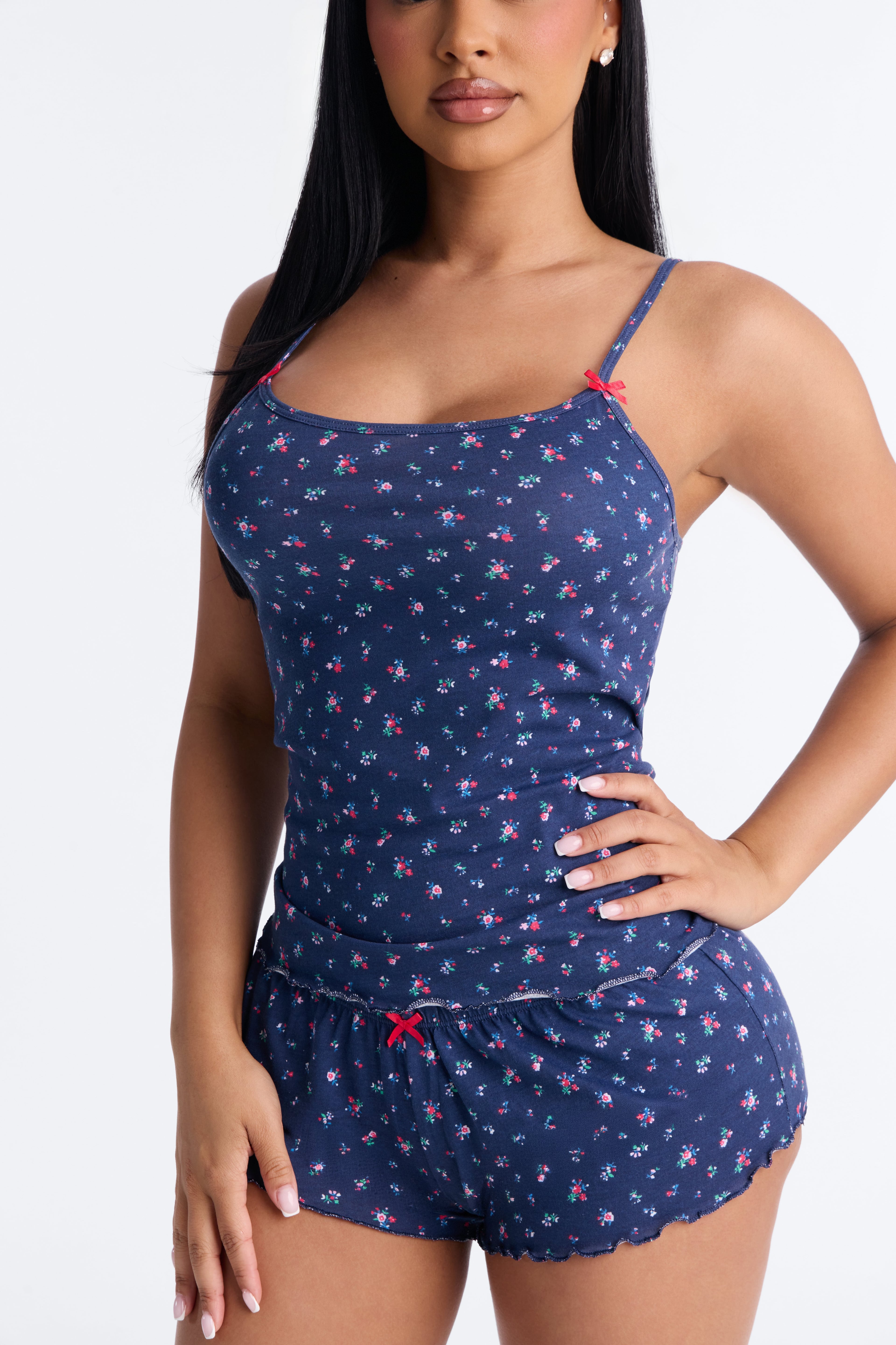 Sleepy Babe Bows PJ Short Set - Navy image 2