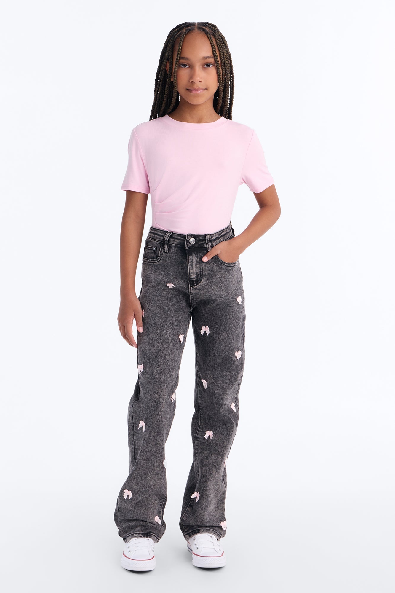 Mini Covered In Bows Straight Leg Jeans II - Black image 1