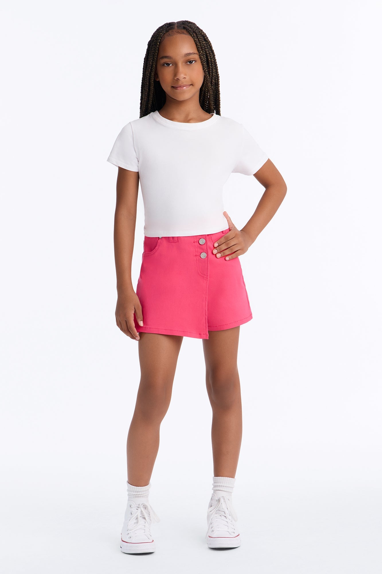 Mini Bestie For The Restie Denim Skort - Hot Pink image 1
