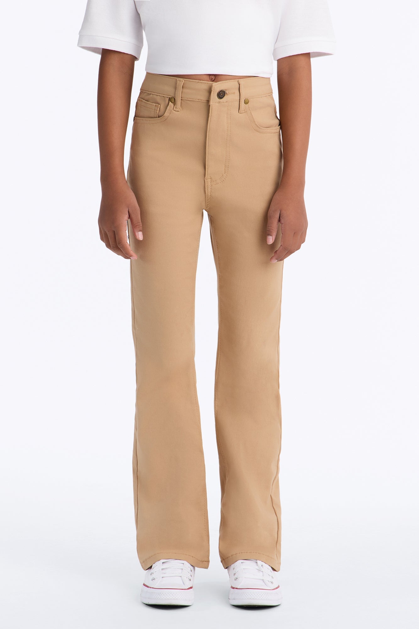 Mini Looking Forward To It Flare Leg Pants - Tan image 2