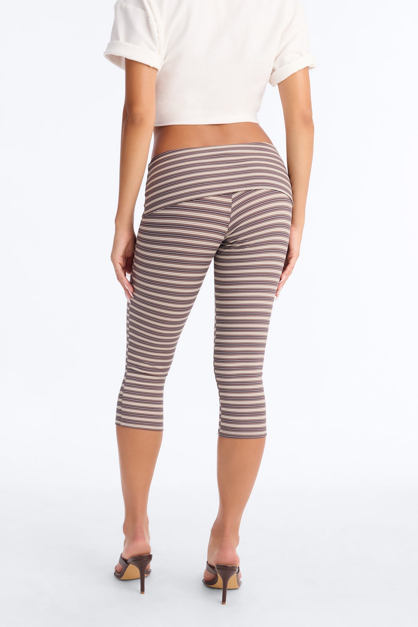 Lucy Low Rise Ribbed Foldover Capri Leggings - Grey/combo image 8