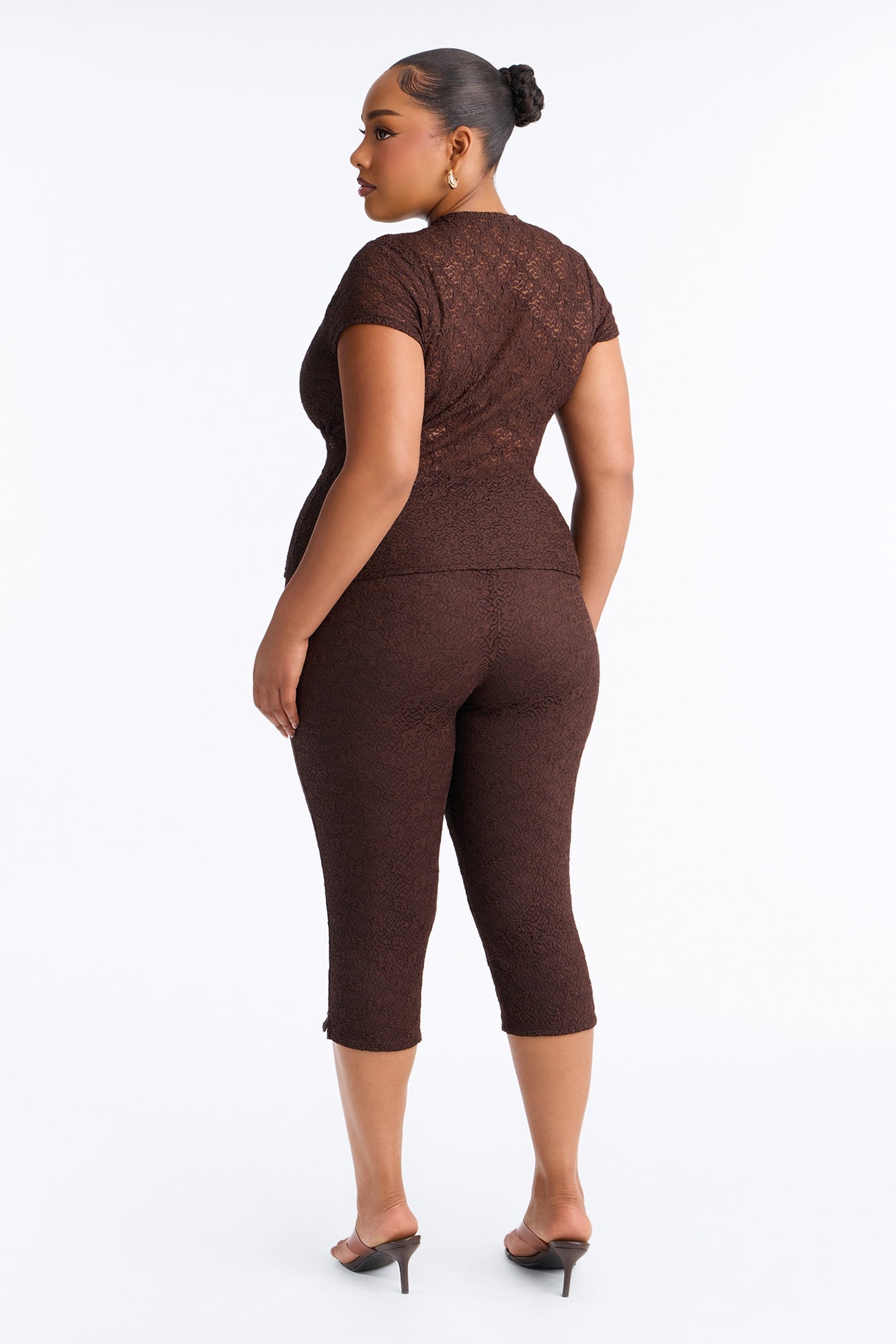 Juliana Lace Keyhole Capri Set - Brown image 4