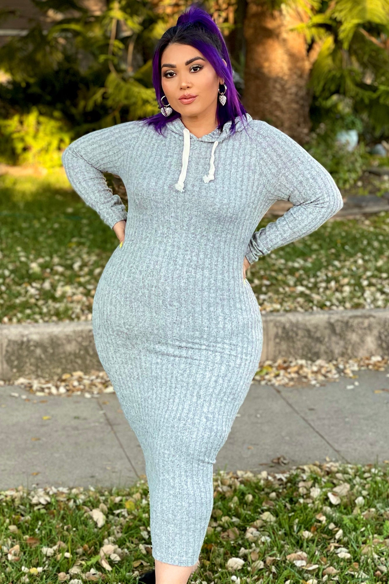 Play By Play Hoodie Dress - Heather Grey image 2