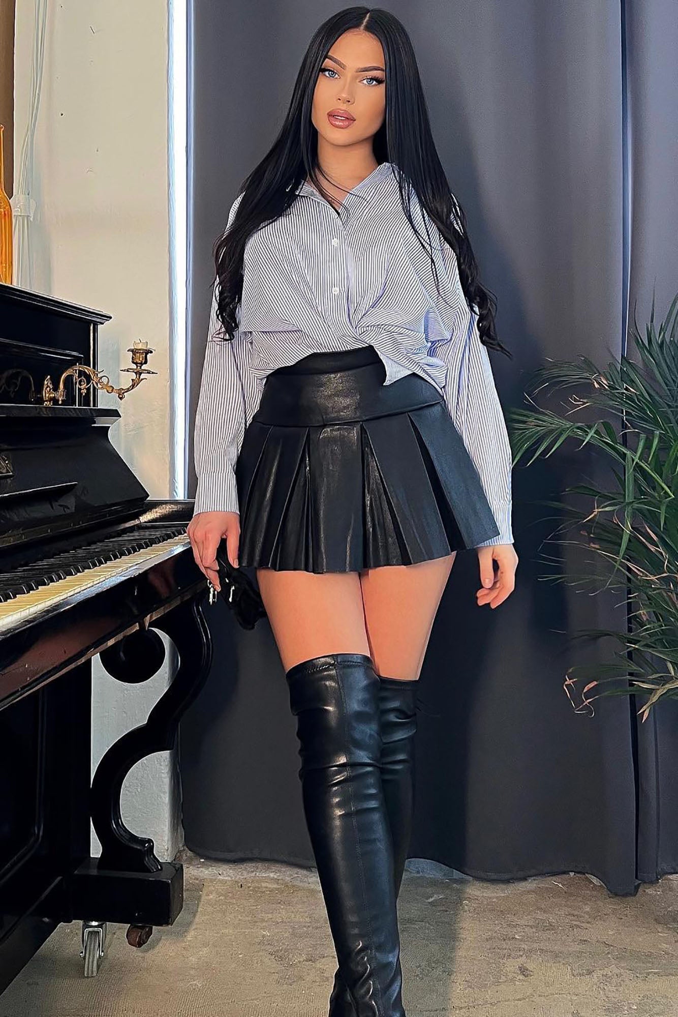 Playful Distraction Pleated Mini Skirt - Black image 5