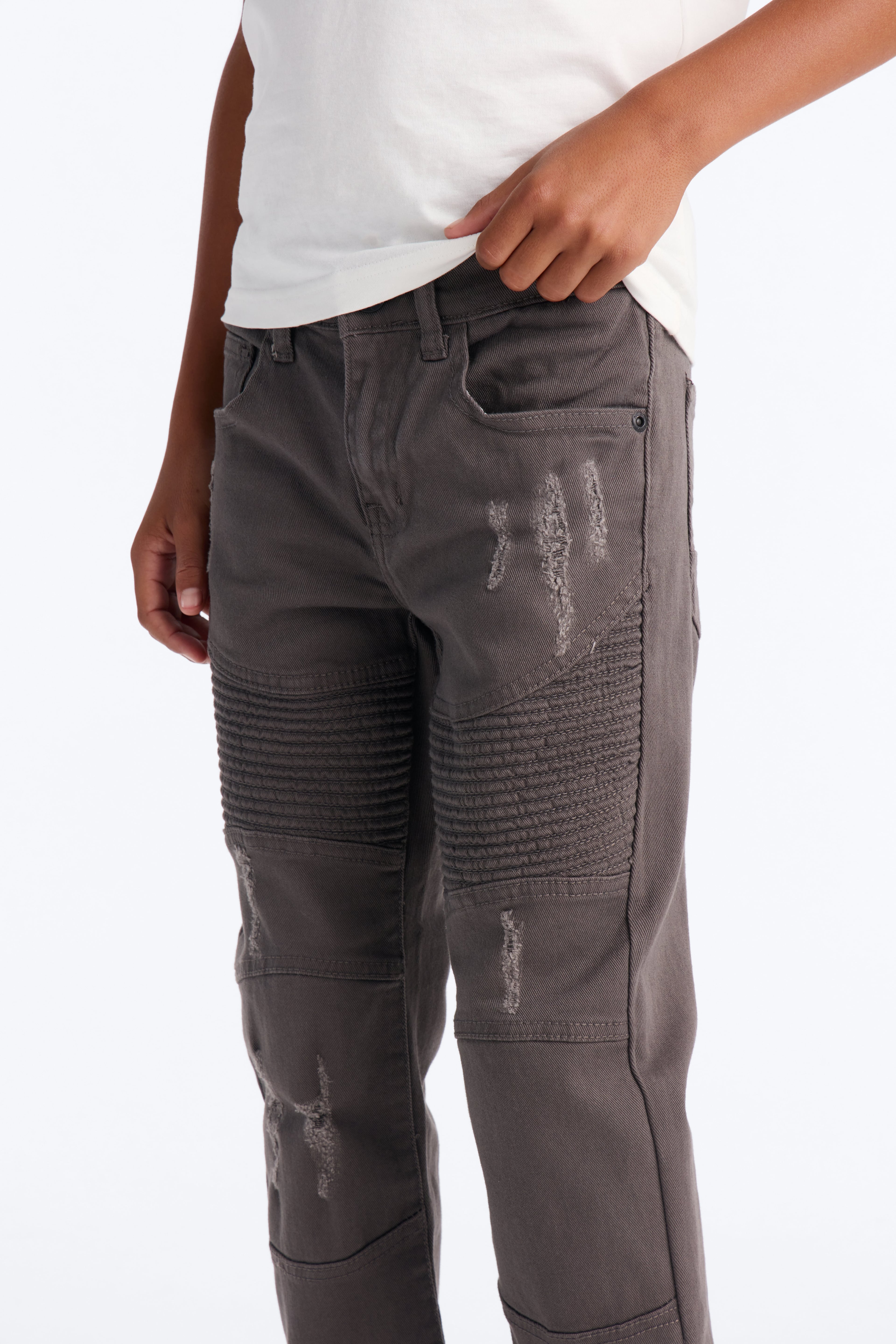 Mini Take A Chance Ripped Skinny Jeans - Grey image 4
