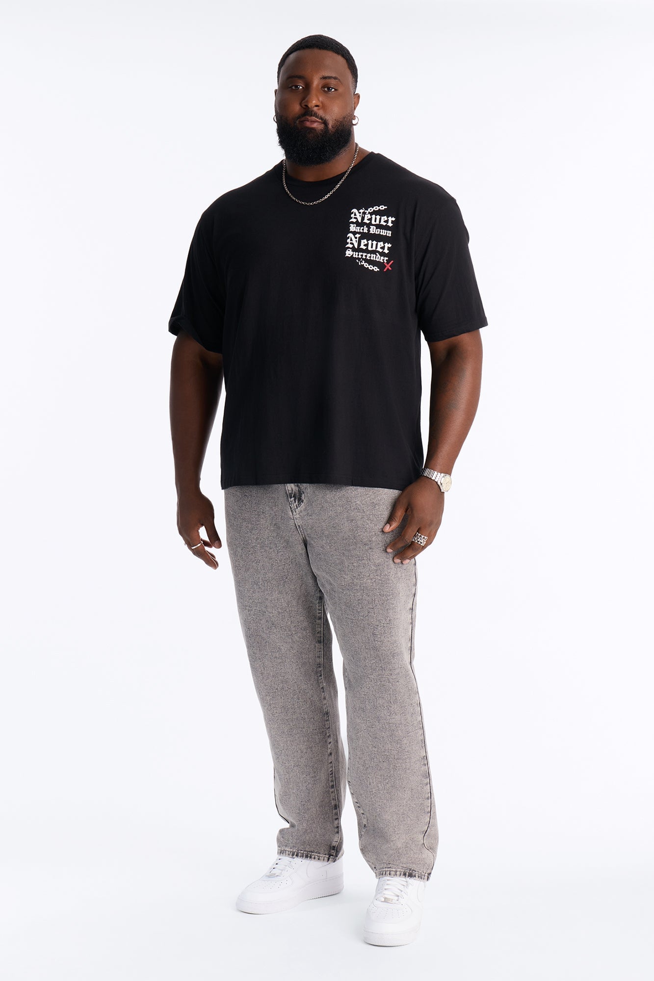 Never Back Down Doberman Oversized Short Sleeve Tee - Black image 2