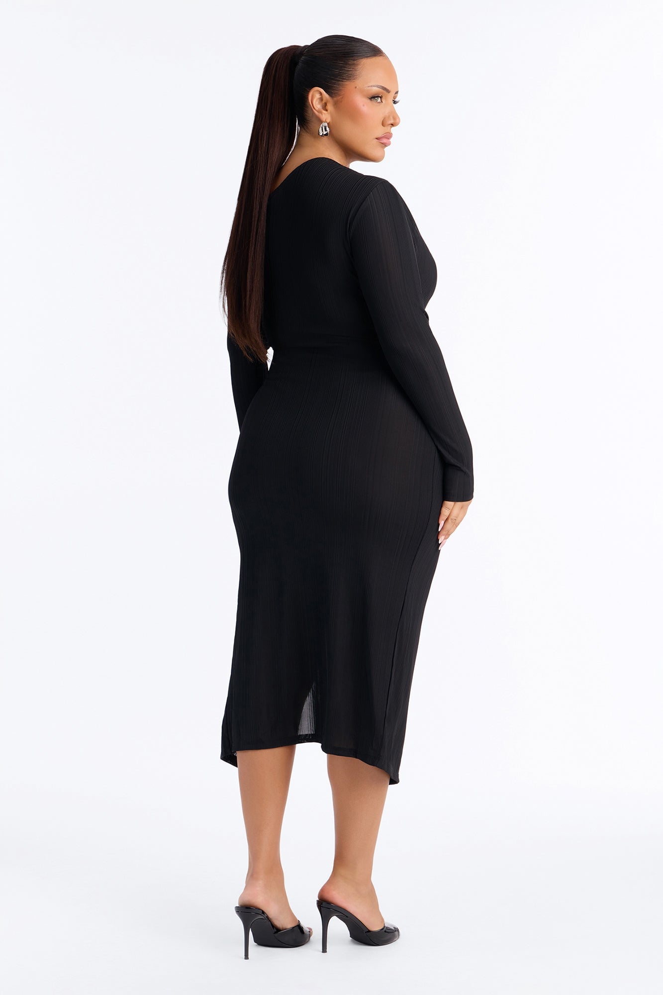 Lucia One Shoulder Midi Dress - Black image 3