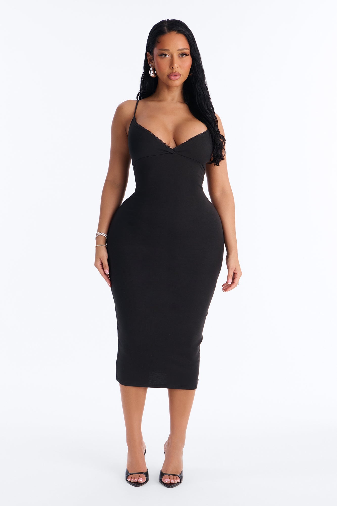 Blair Spaghetti Strap Midi Dress - Black image 1
