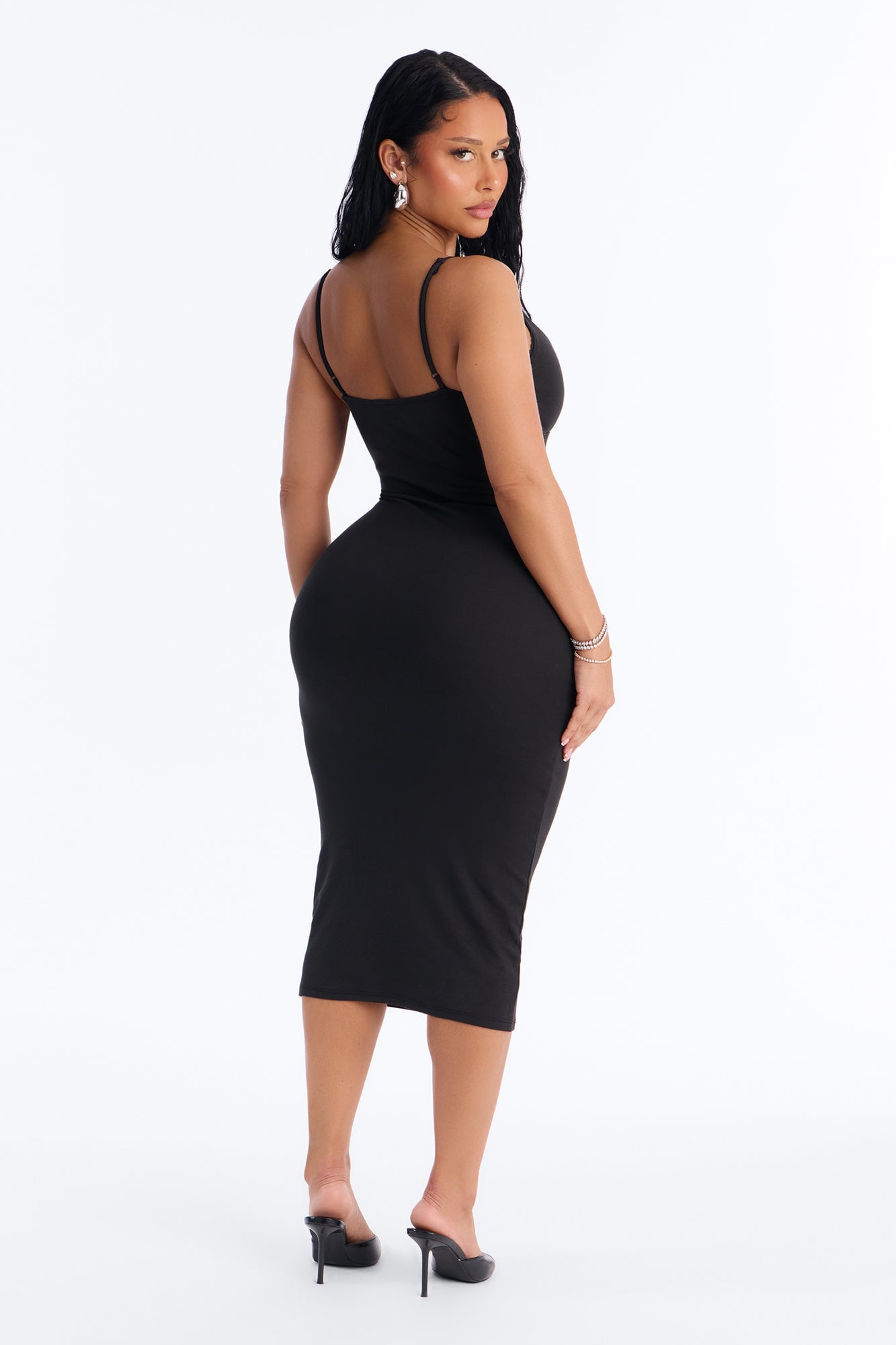 Blair Spaghetti Strap Midi Dress - Black image 3