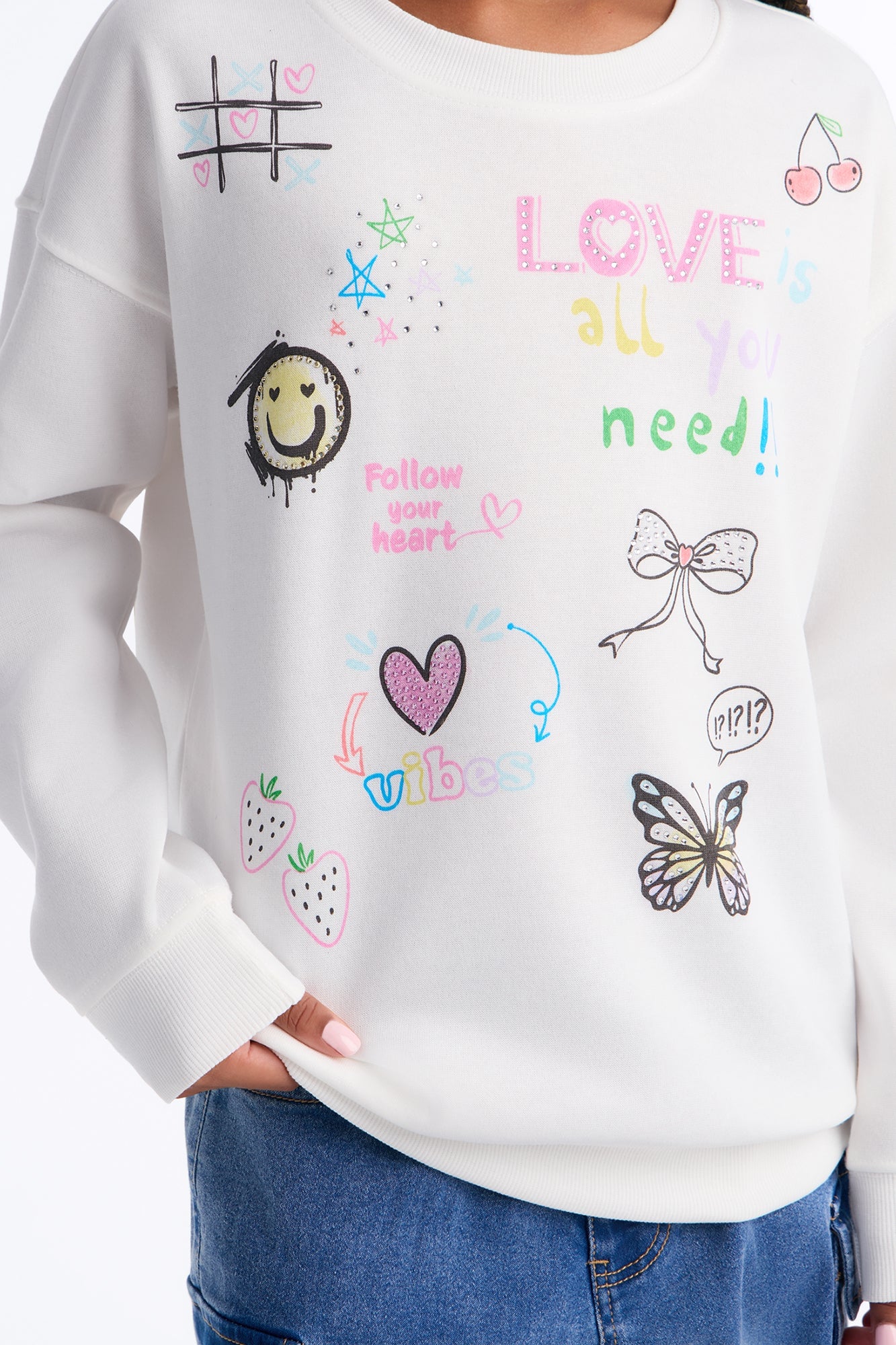 Mini Love Is All You Need Crew Neck Sweatshirt - Ivory image 4