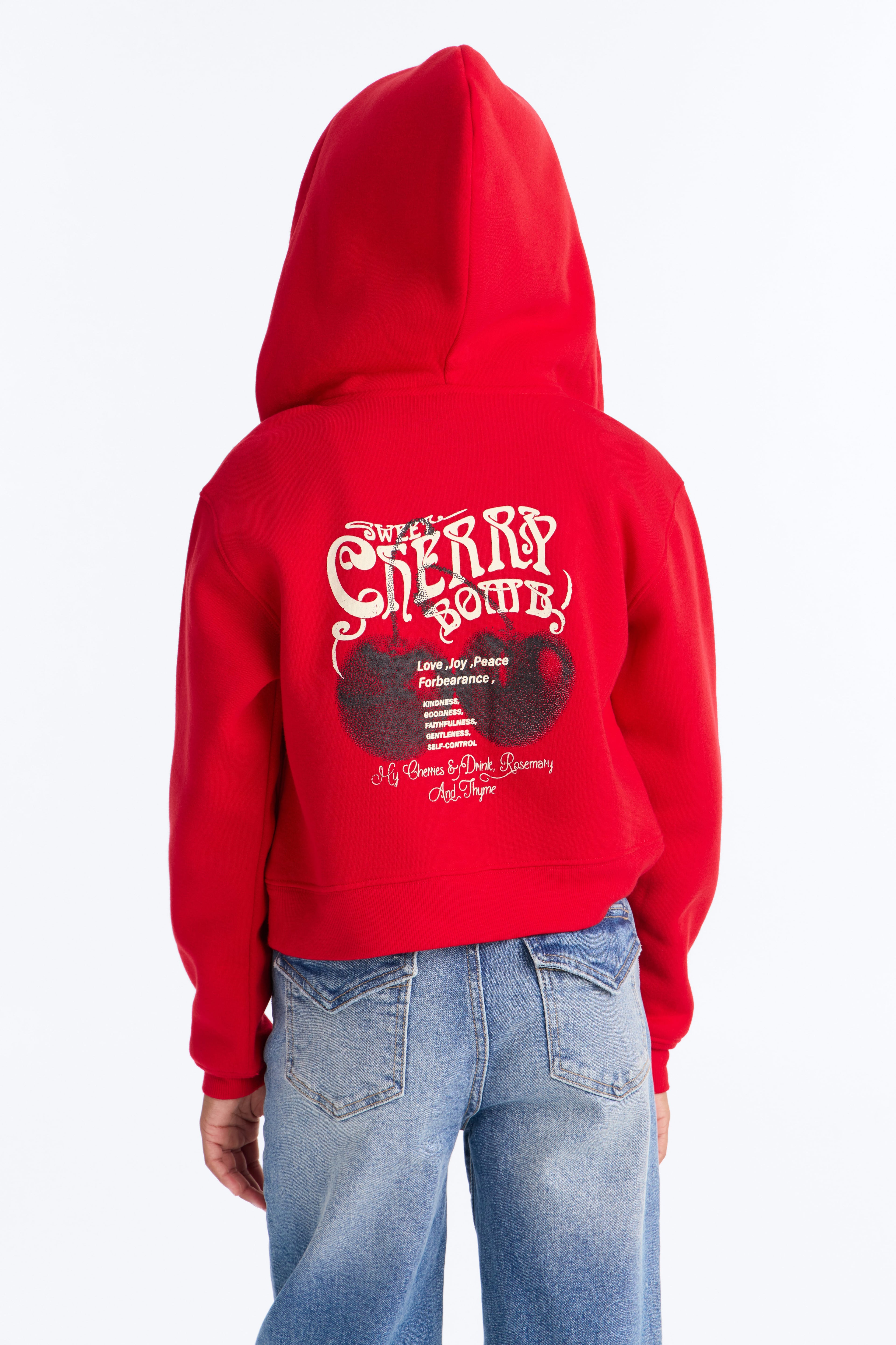 Mini Sweet Cherry Bomb Fleece Hoodie - Red image 1