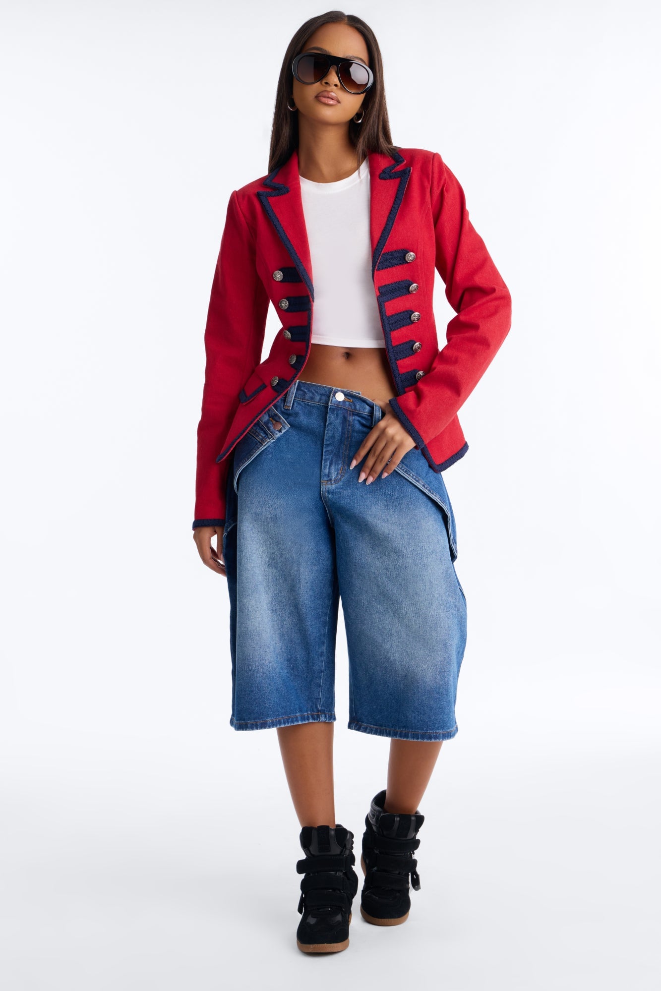 Royal Affair Blazer Denim Jacket - Red image 2