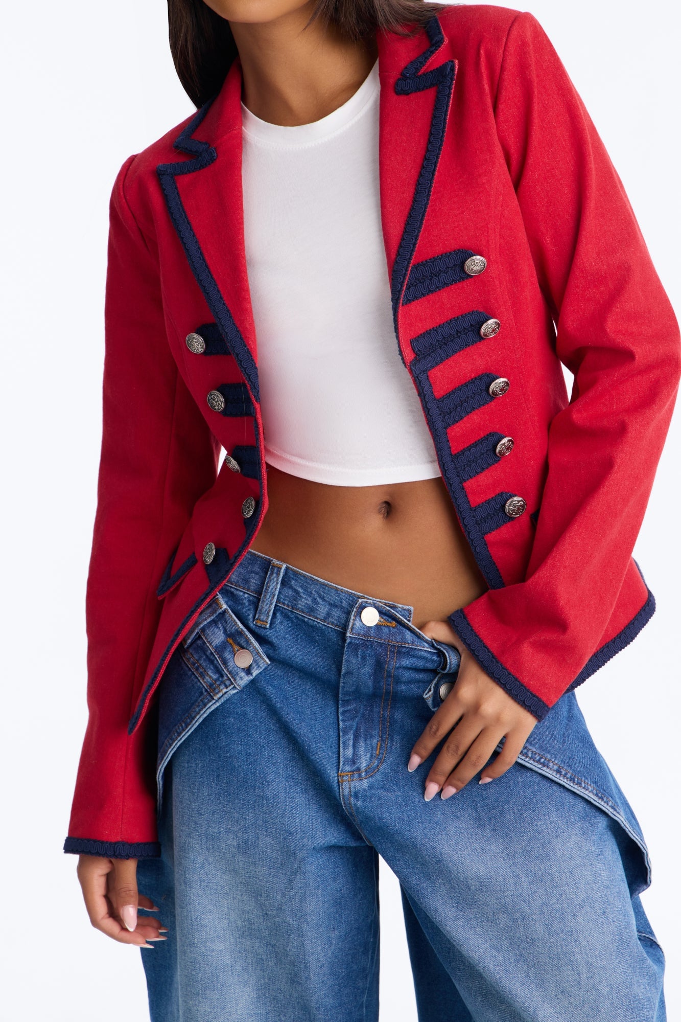 Royal Affair Blazer Denim Jacket - Red image 3