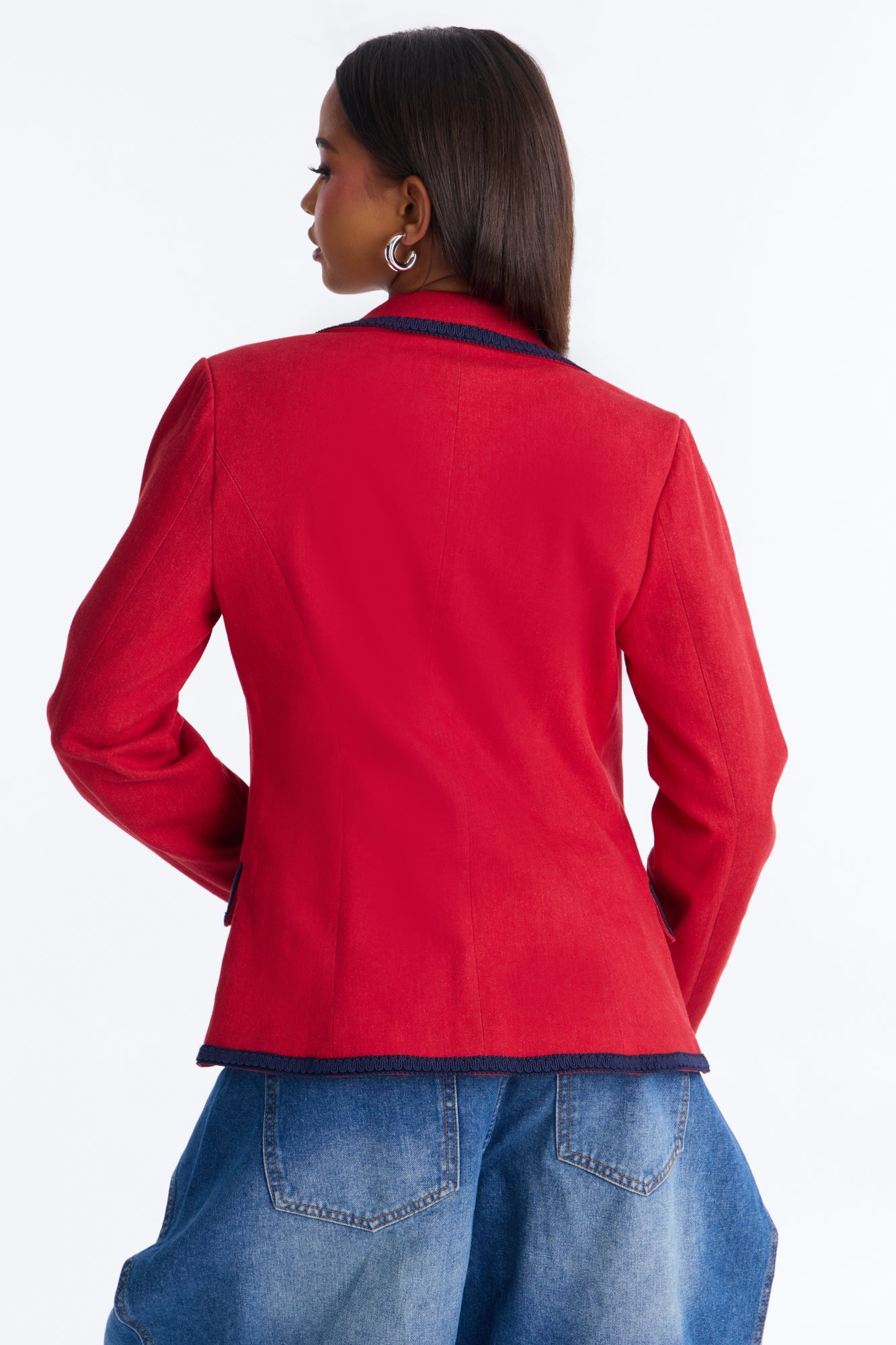 Royal Affair Blazer Denim Jacket - Red image 4