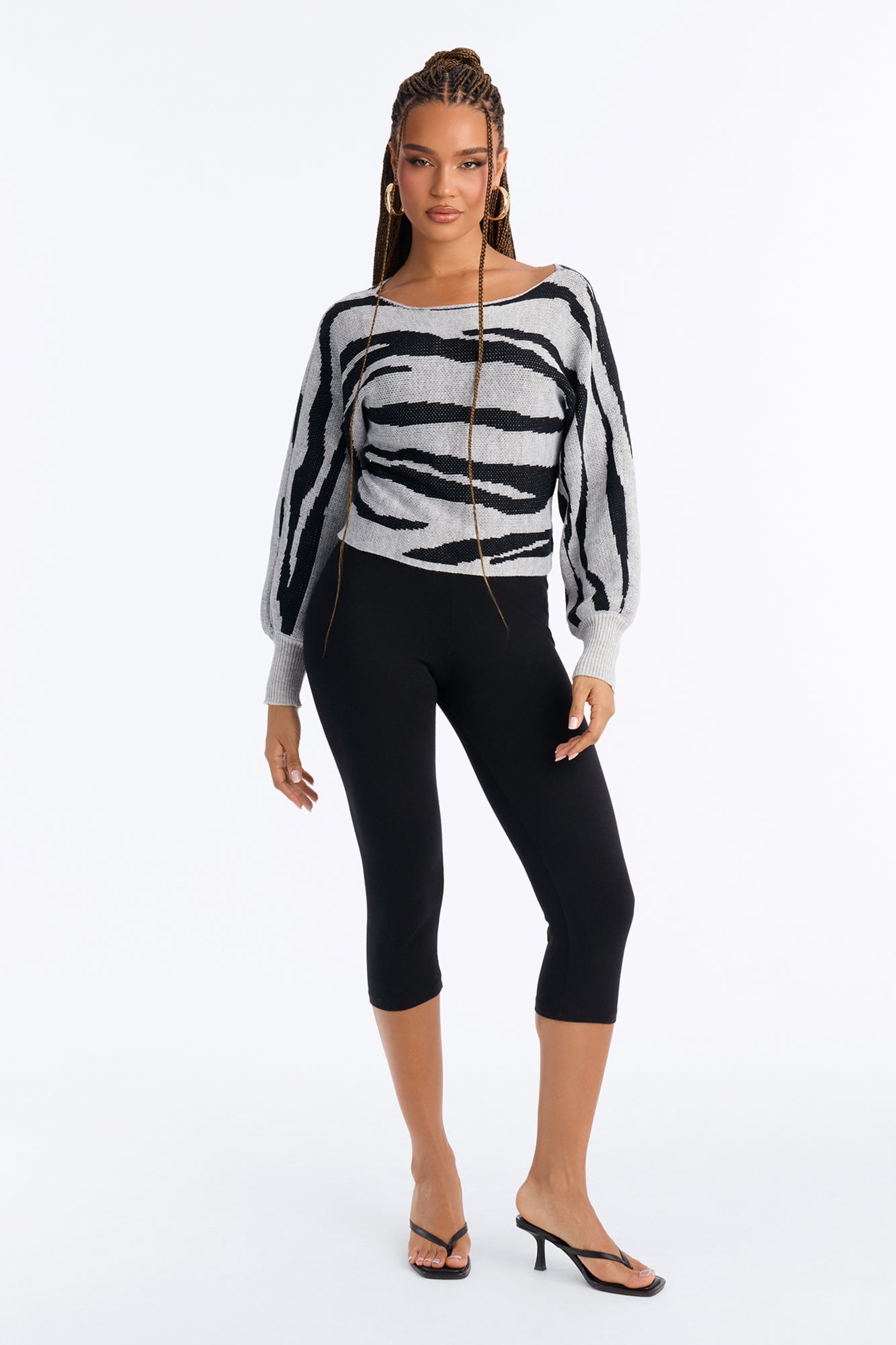 Madeline Boat Neck Sweater - Grey/combo image 2