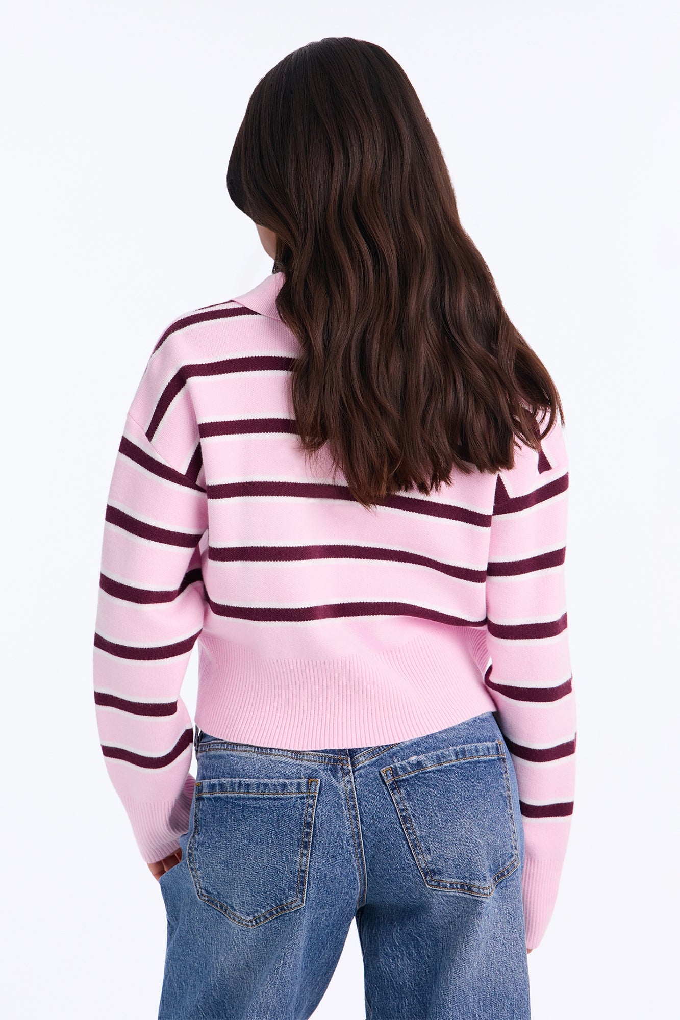Olivia Striped Polo Sweater - Pink/combo image 4
