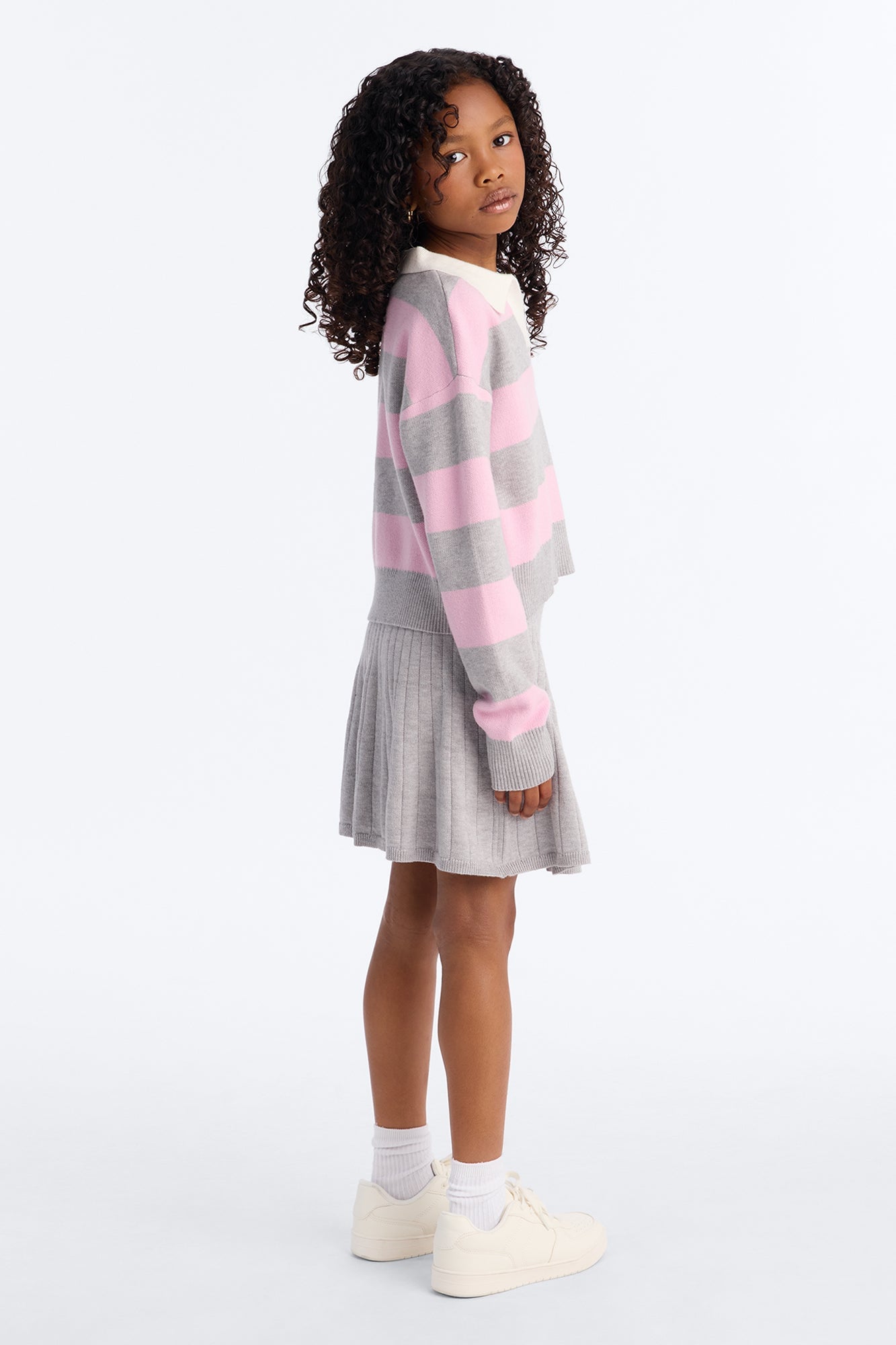 Mini My Imagination Pleated Skirt Set - Grey/combo image 3