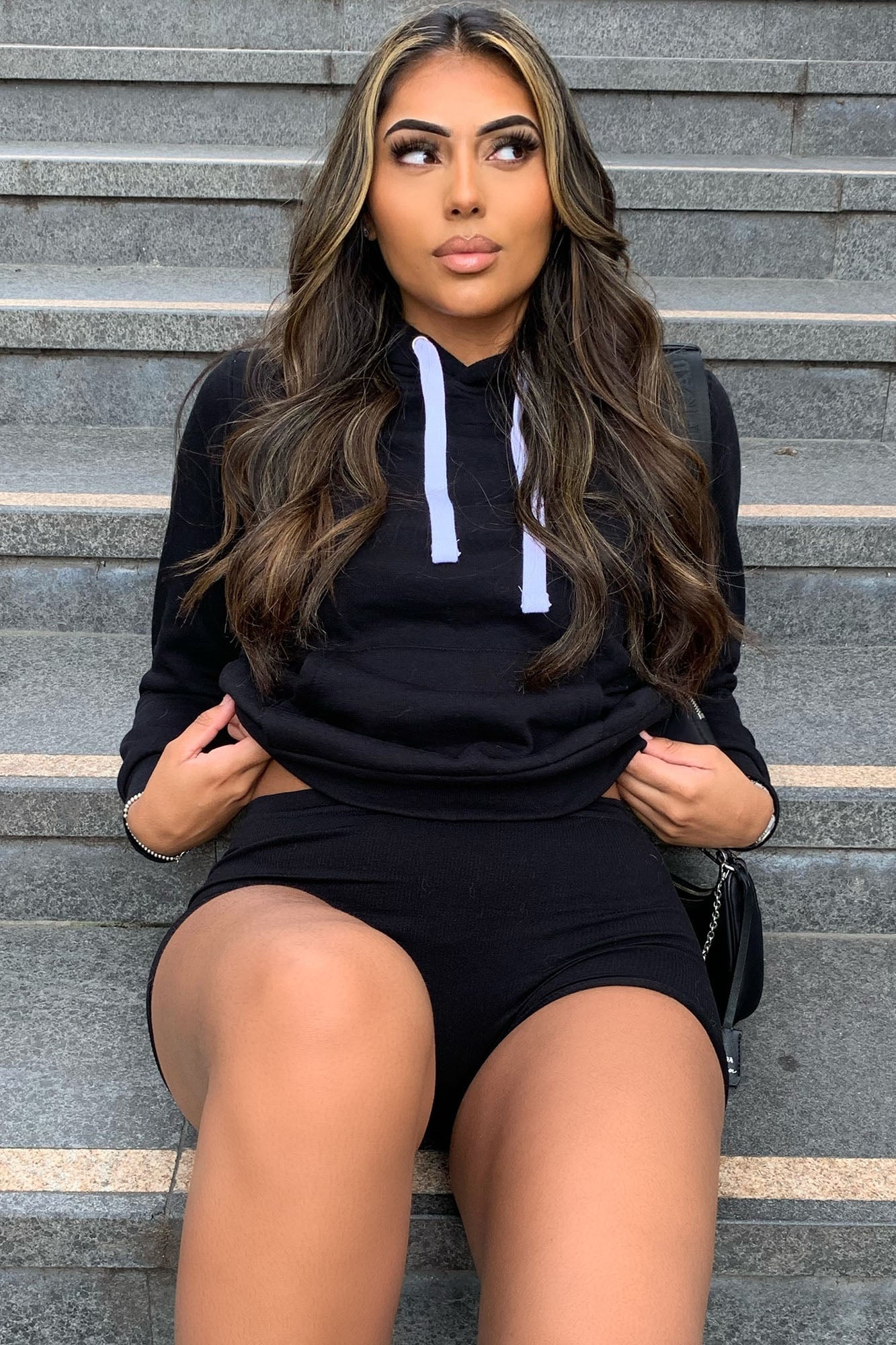 Relaxed Vibe Solid Hoodie - Black image 2